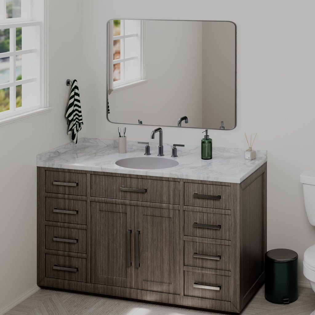19" Seamless Undermount Quartz Composite Bathroom Sink In Grey