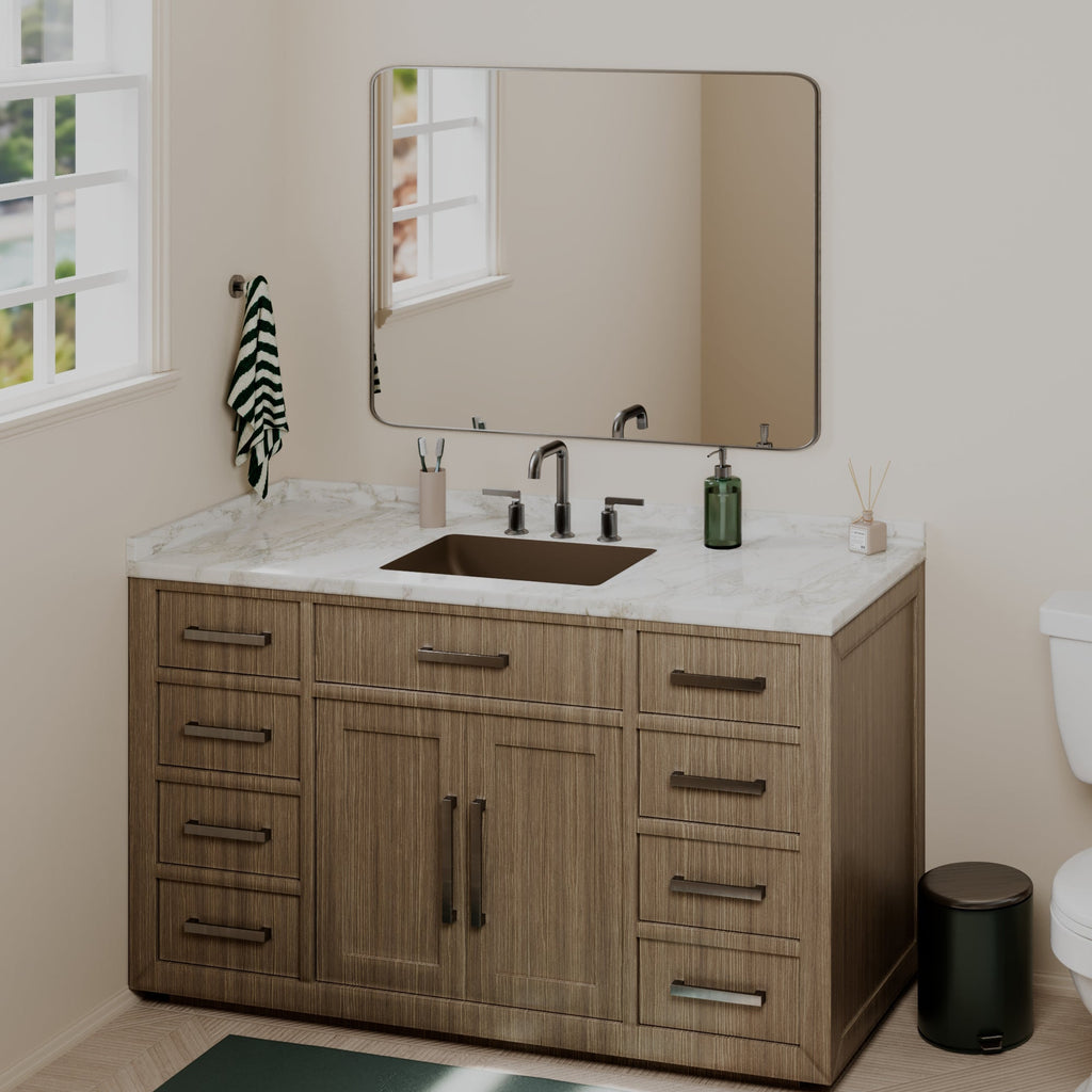20" Seamless Undermount Quartz Composite Bathroom Sink In Brown