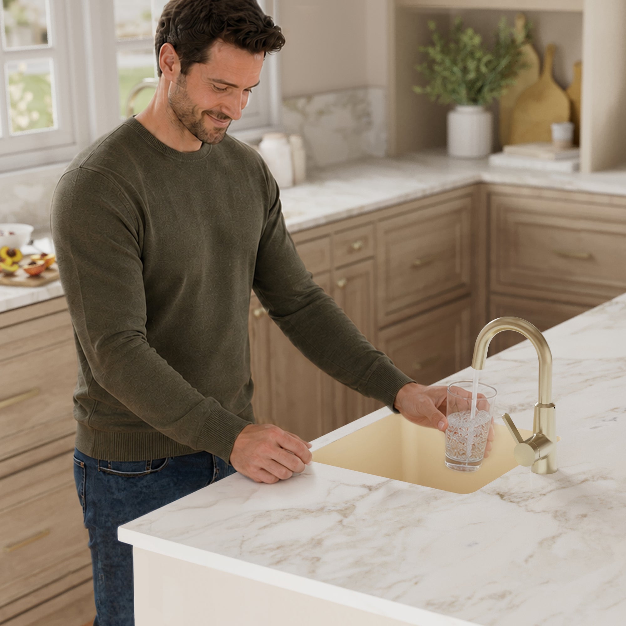16-5/8" Seamless Undermount Quartz Composite Bar/Prep Sink In Bisque