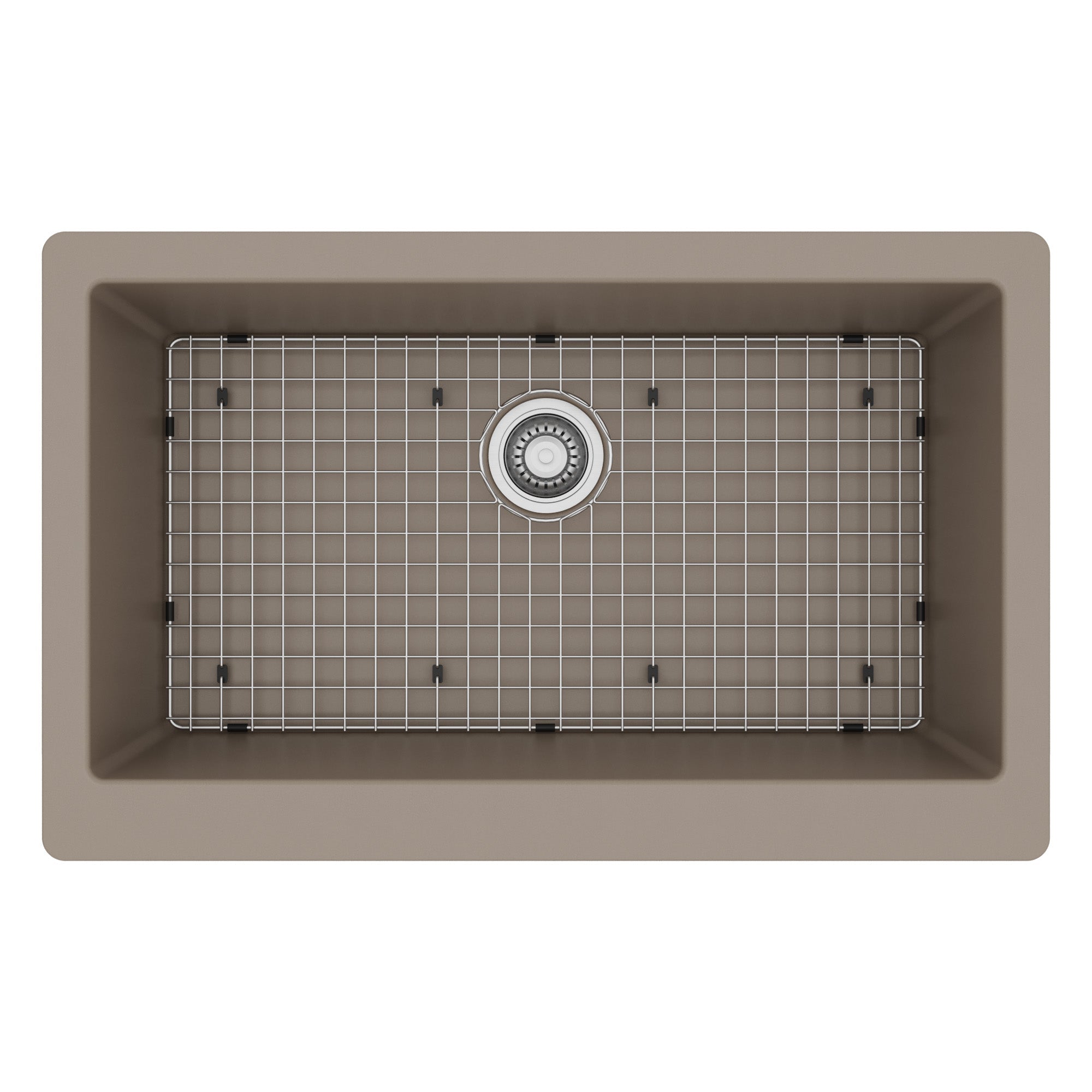34" Farmhouse Large Single Bowl Quartz Composite Kitchen Sink Kit In Concrete