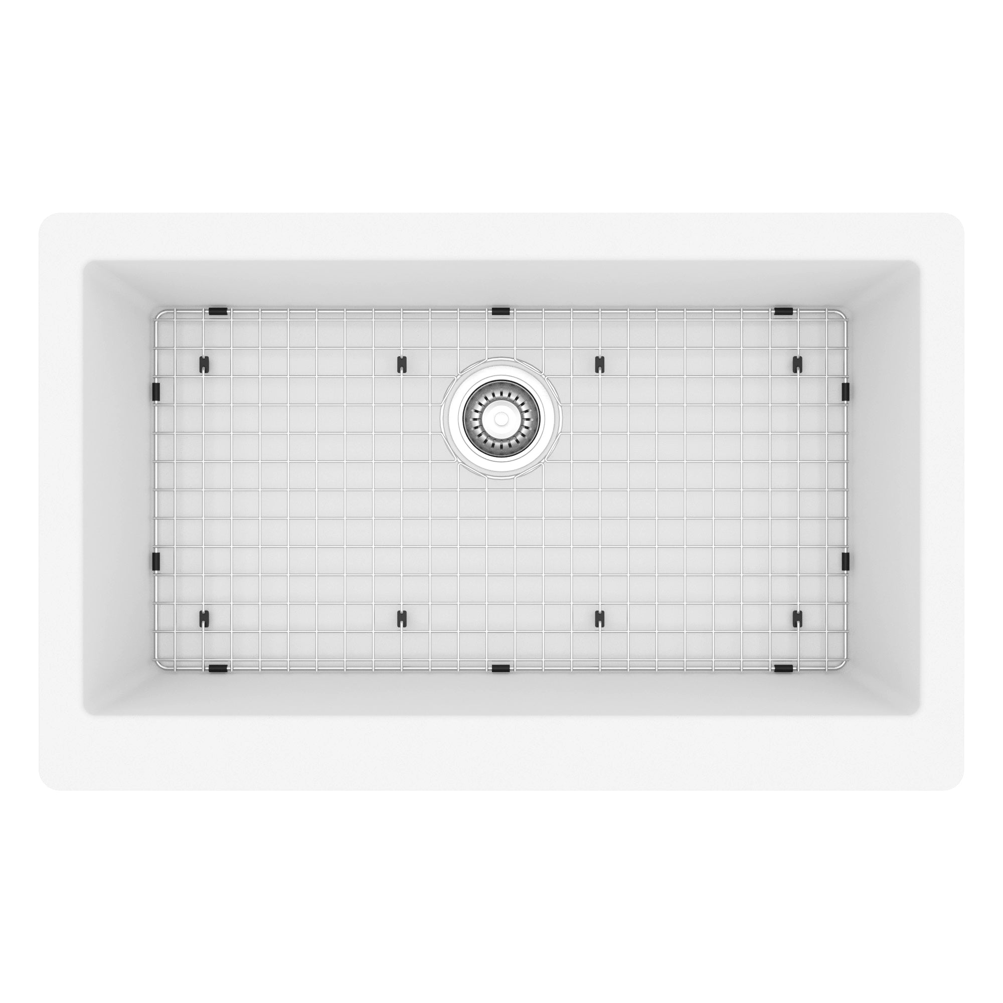 34" Farmhouse Large Single Bowl Quartz Composite Kitchen Sink Kit In White