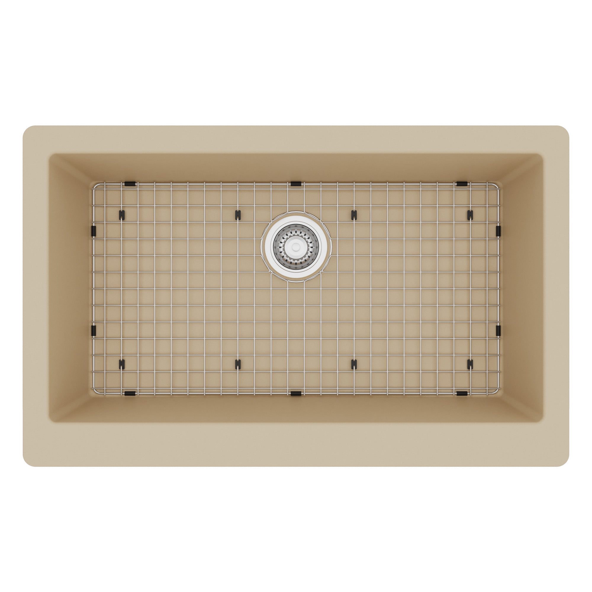 34" Retrofit Farmhouse Large Single Bowl Quartz Composite Kitchen Sink Kit In Bisque