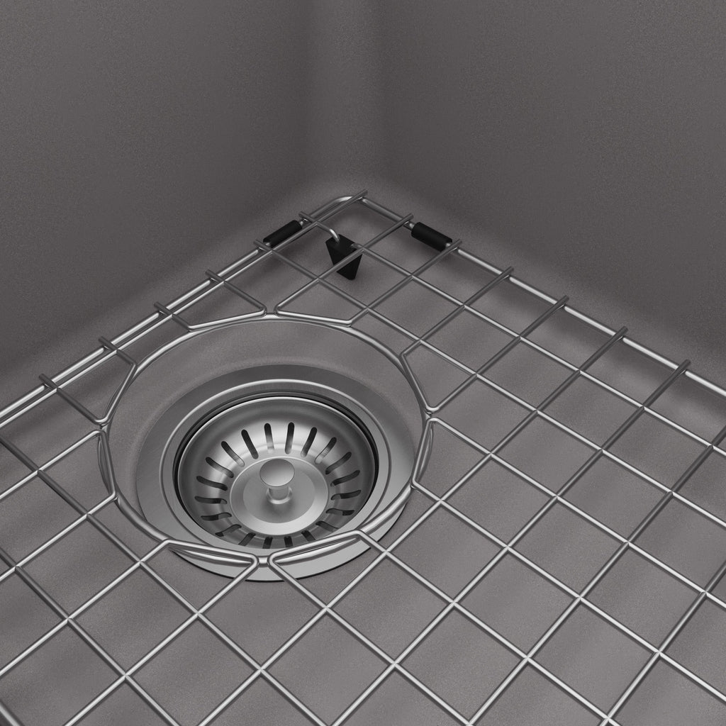 33" Top Mount Double Offset Bowl Quartz Composite Kitchen Sink Kit In Grey