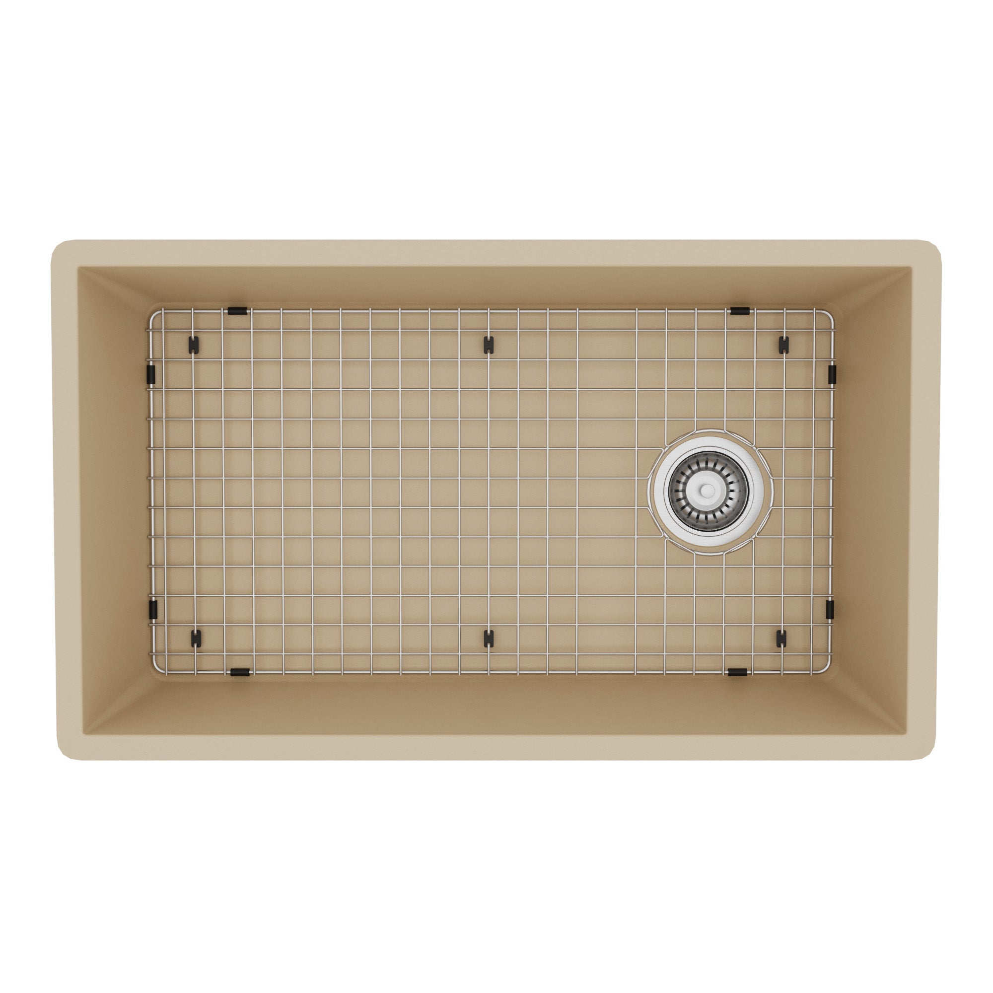 31-5/8" Undermount Large Single Bowl Quartz Composite Kitchen Sink Kit In Bisque