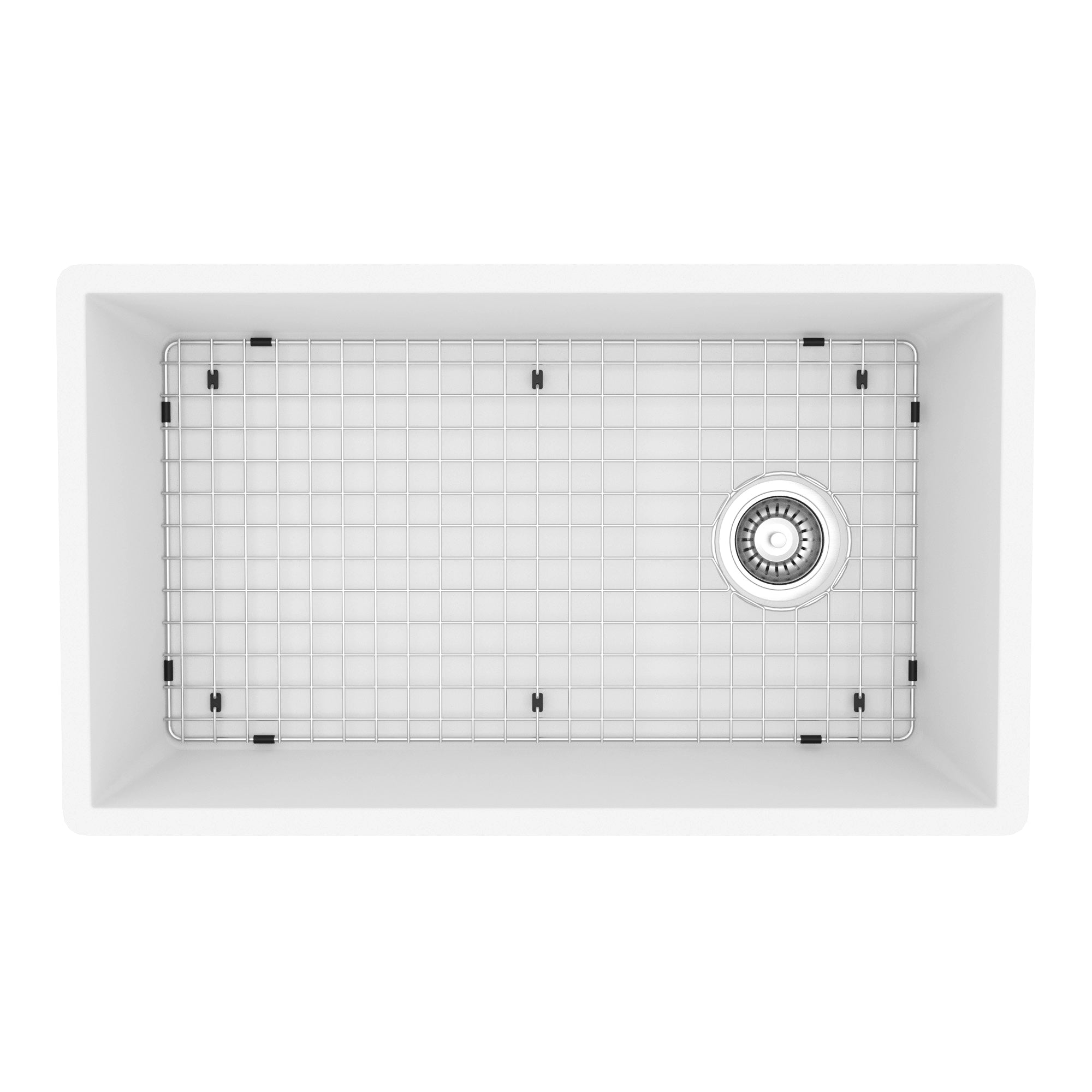 31-5/8" Undermount Large Single Bowl Quartz Composite Kitchen Sink Kit In White