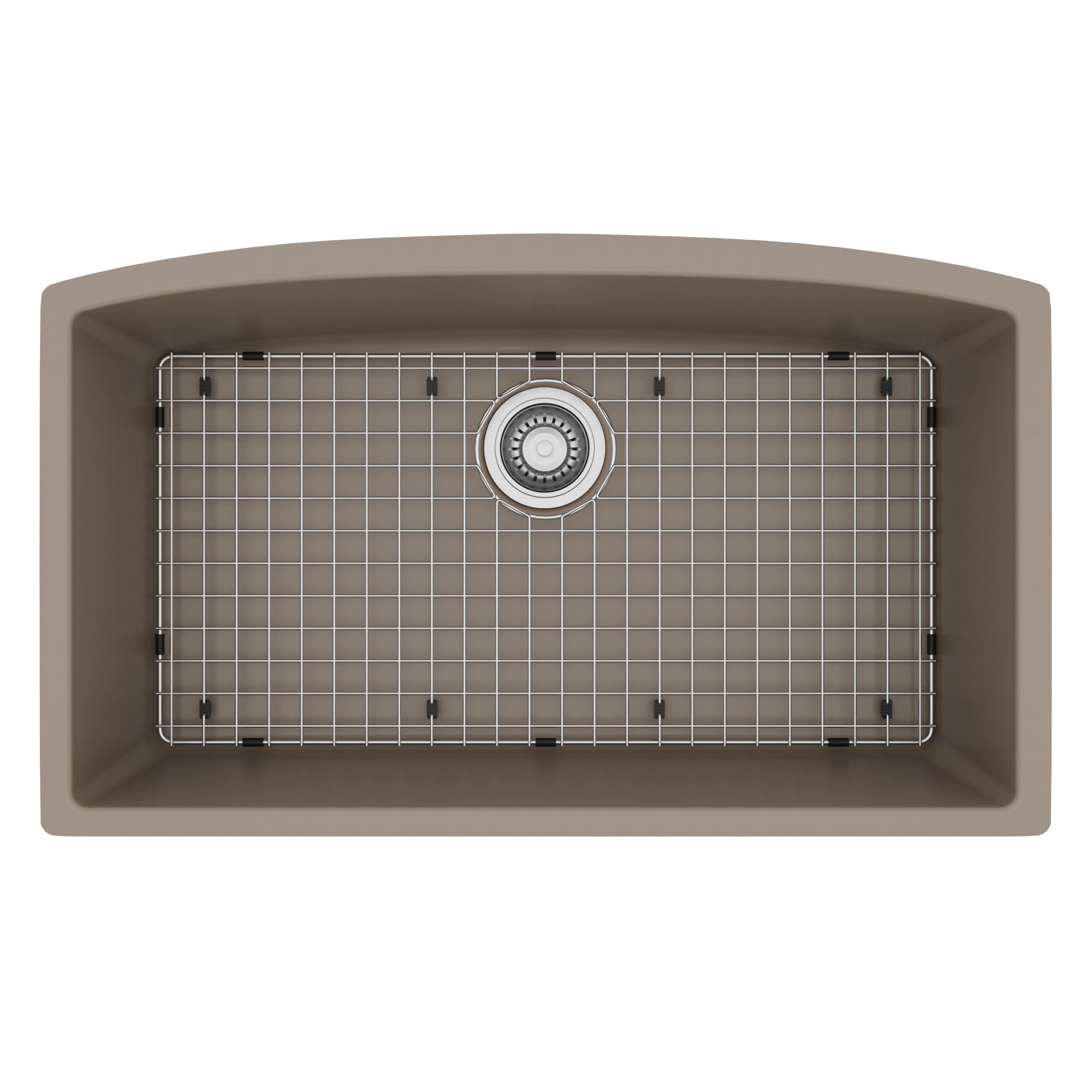 32-1/2" Undermount Large Single Bowl Quartz Composite Kitchen Sink Kit In Concrete