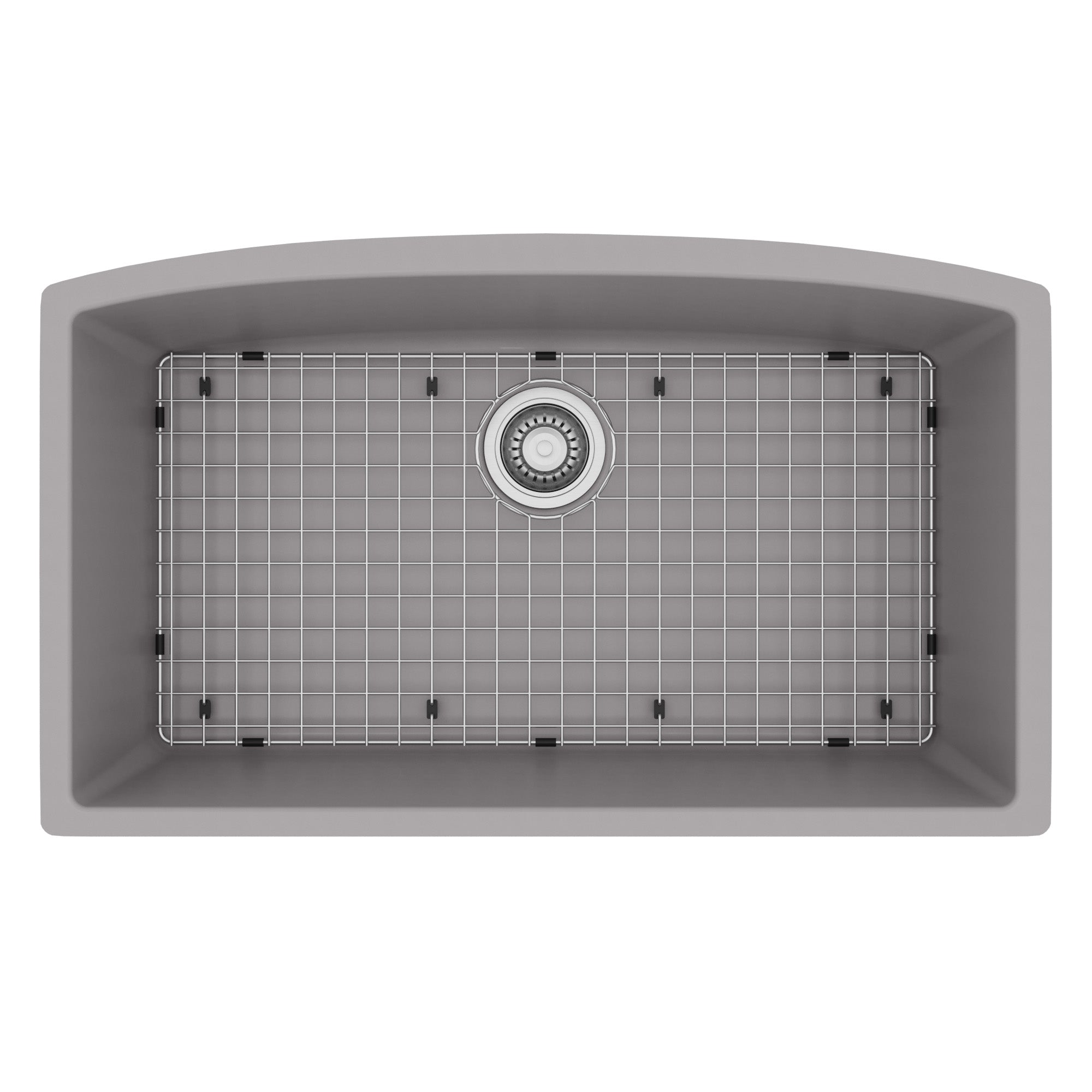 32-1/2" Undermount Large Single Bowl Quartz Composite Kitchen Sink Kit In Grey