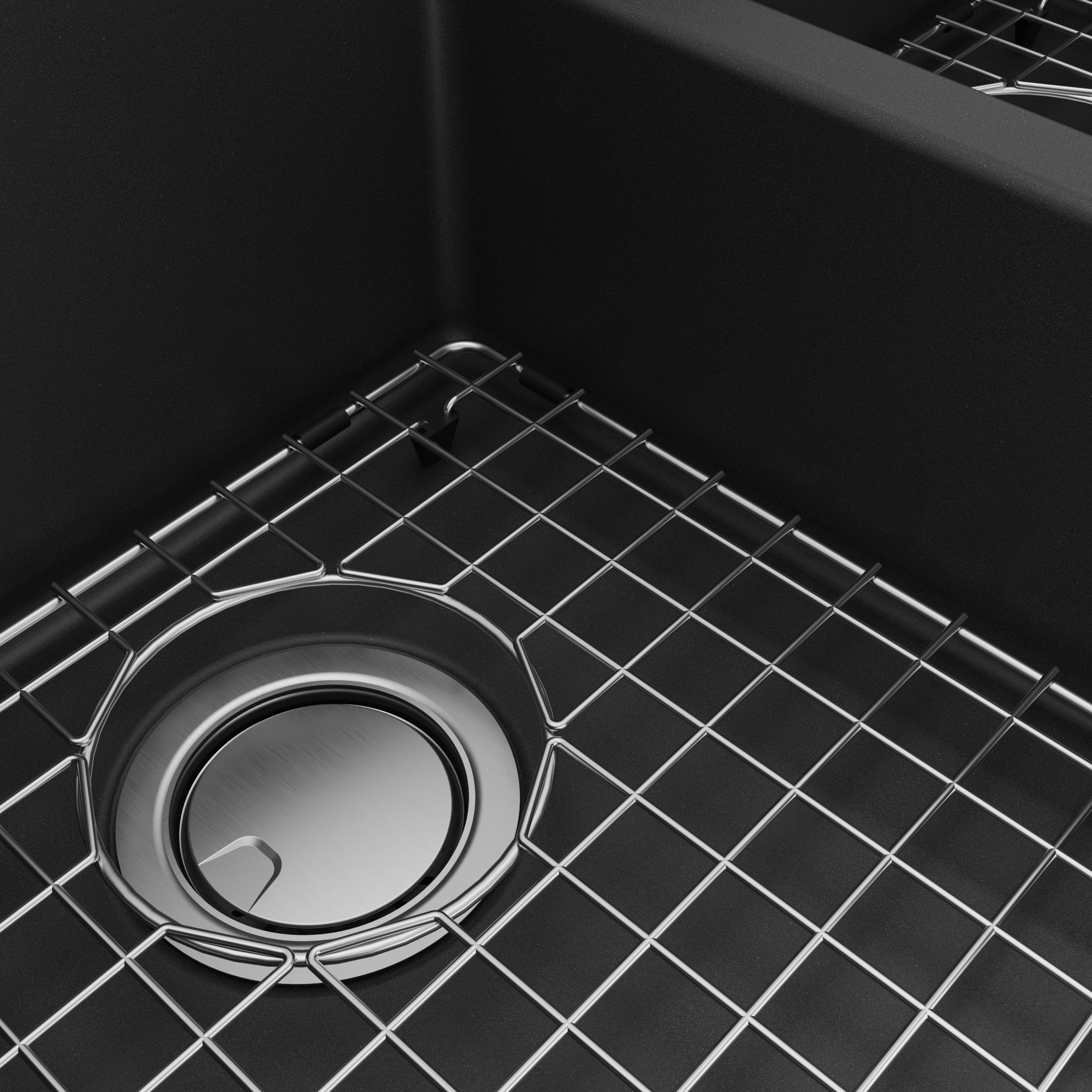32-1/2" Undermount Double Equal Bowl Quartz Composite Workstation Kitchen Sink In Black