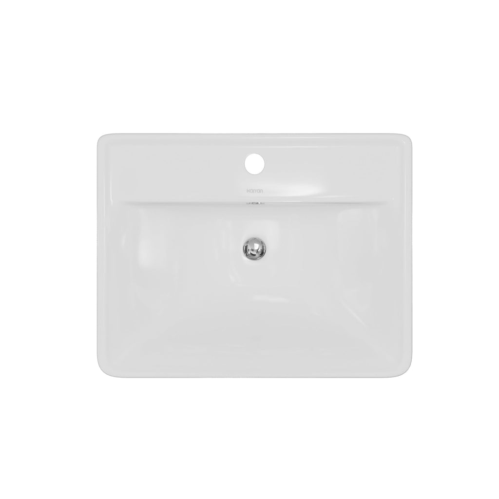 20-1/2" Top Mount Vitreous China Bathroom Sink In White