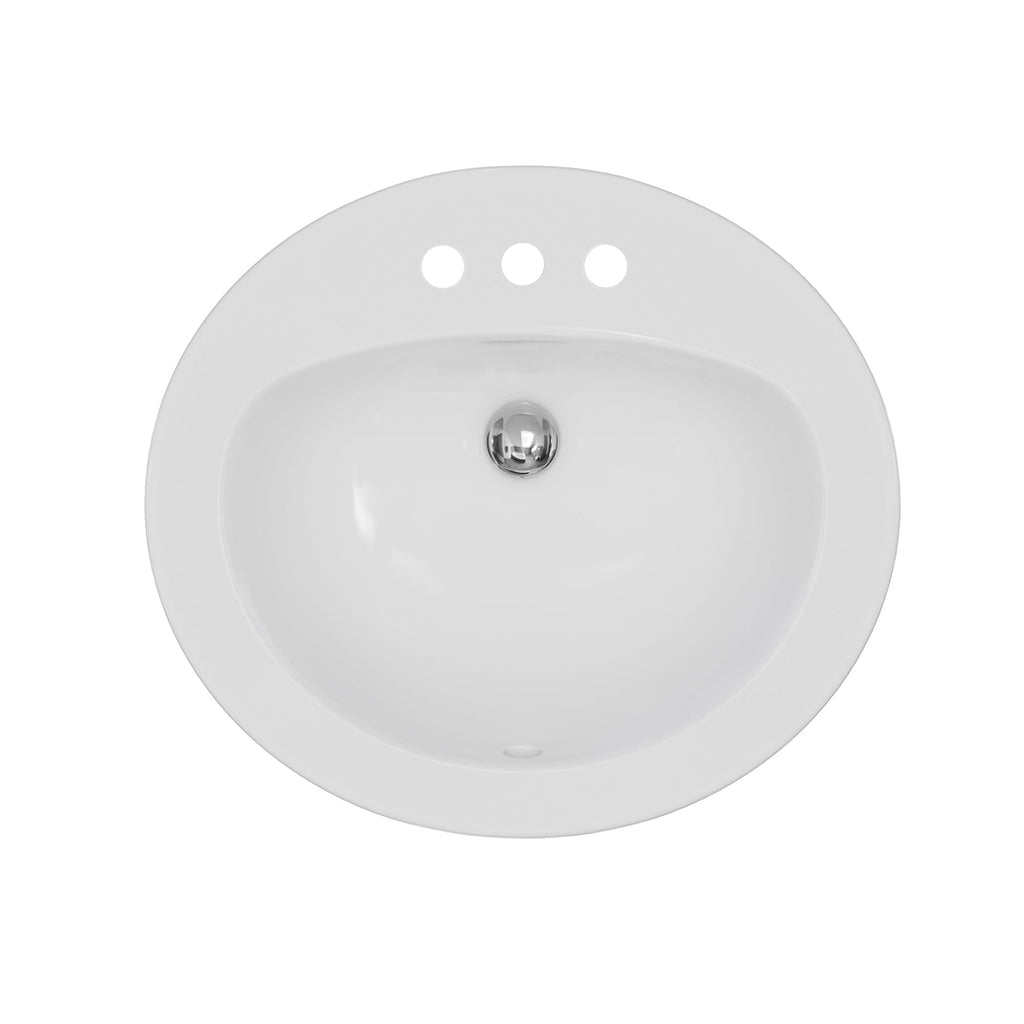 Valera 21" Oval Top Mount Vitreous China Bathroom Sink In White