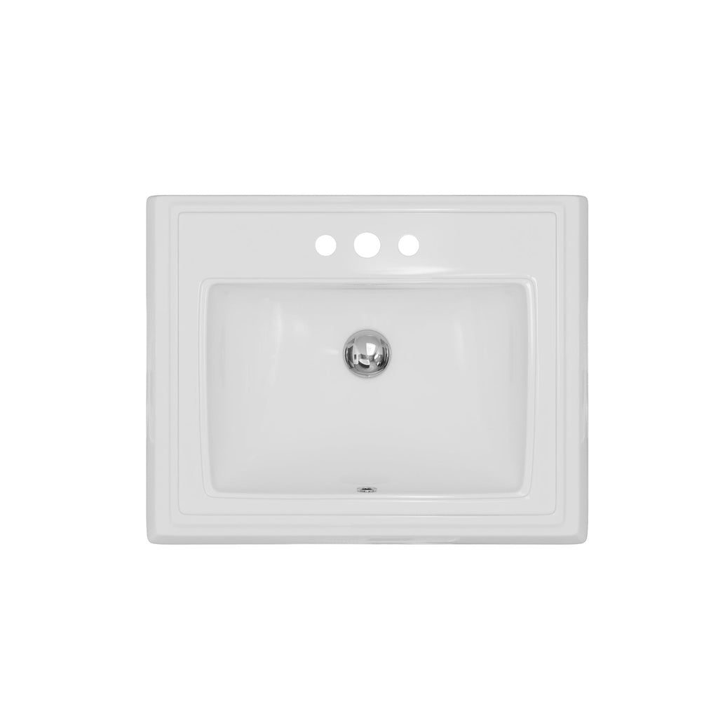 Valera 23" Rectangular Top Mount Vitreous China Bathroom Sink In White