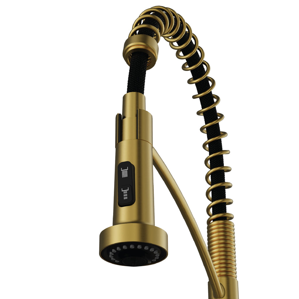 Scottsdale Single Handle Commercial Pull-Down Sprayer Kitchen Faucet In Spot-Free Brushed Gold