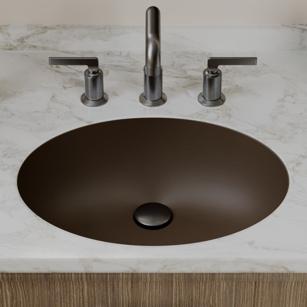 19" Seamless Undermount Quartz Composite Bathroom Sink In Brown