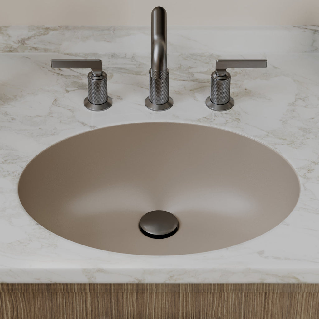 19" Seamless Undermount Quartz Composite Bathroom Sink In Concrete