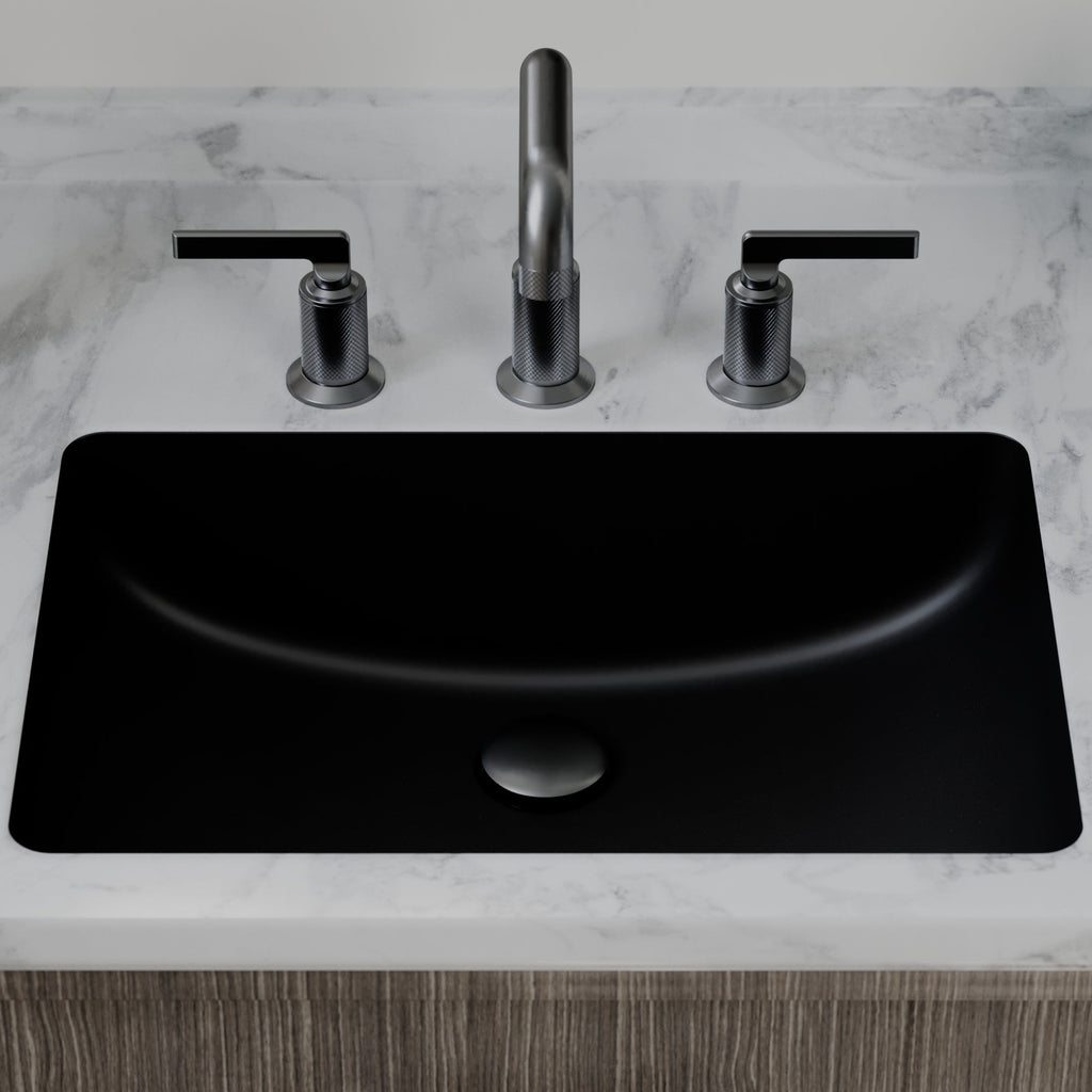 20" Seamless Undermount Quartz Composite Bathroom Sink In Black
