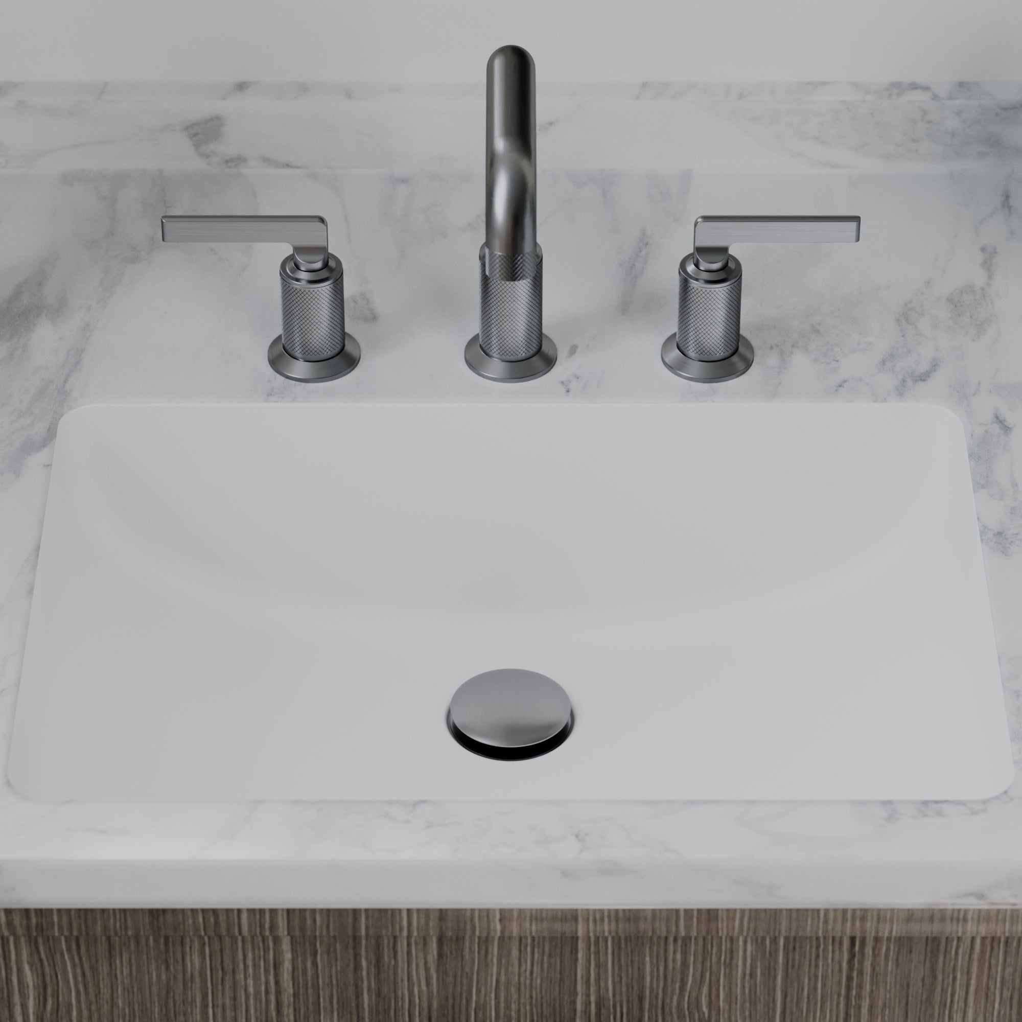 20" Seamless Undermount Quartz Composite Bathroom Sink In White