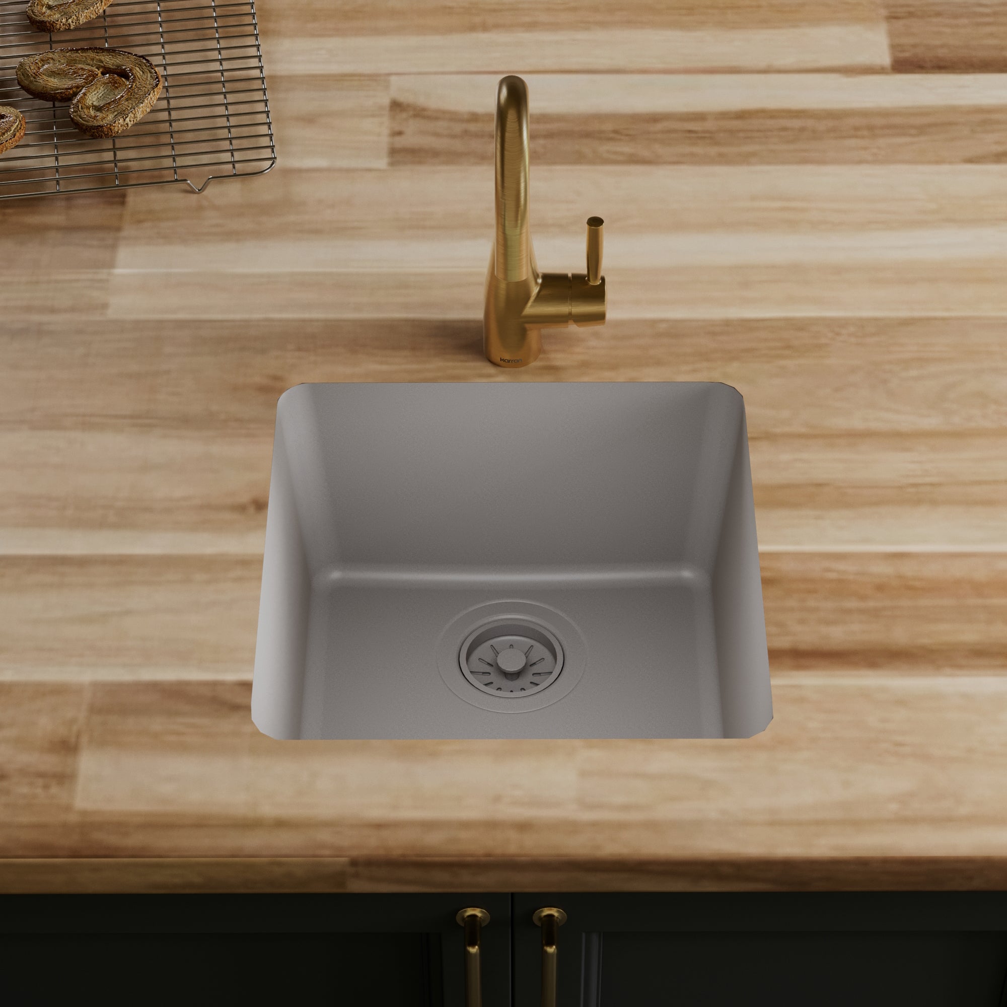16-5/8" Seamless Undermount Quartz Composite Bar/Prep Sink In Grey