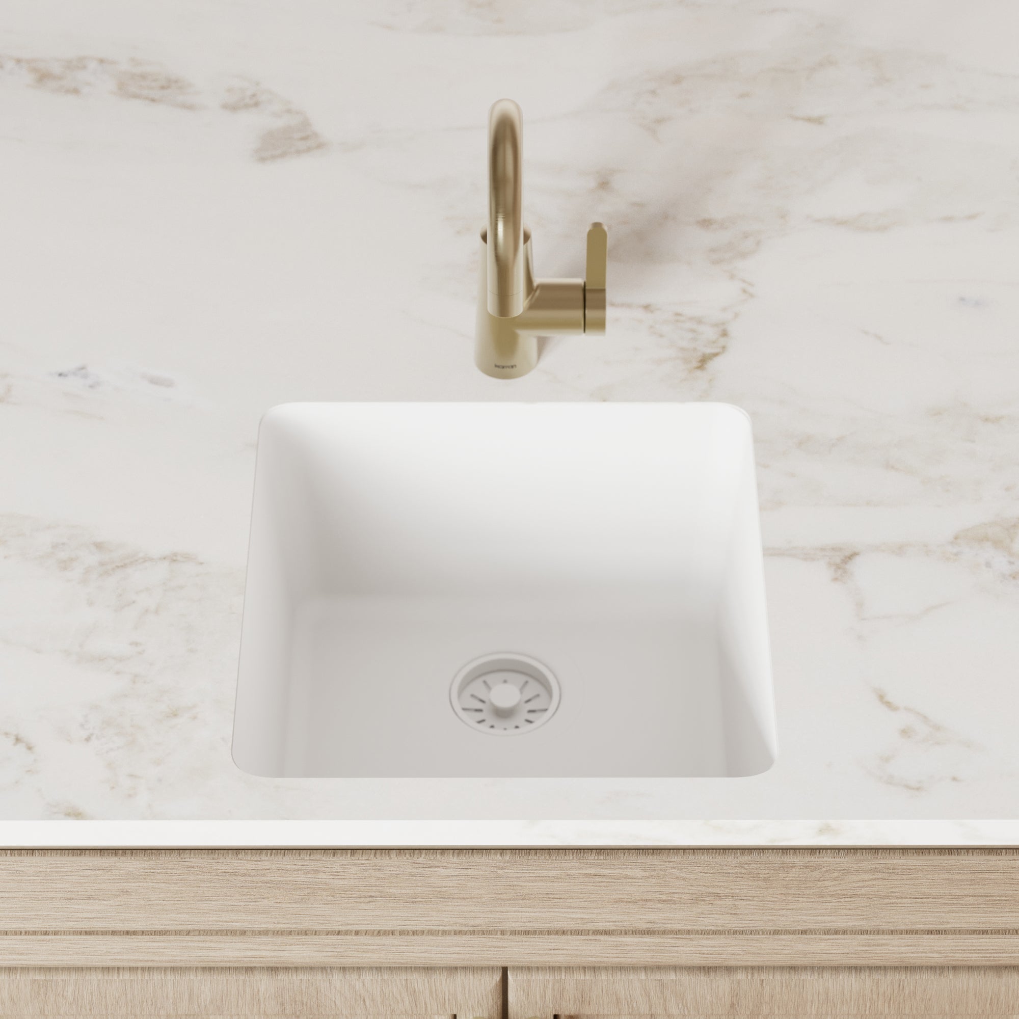 16-5/8" Seamless Undermount Quartz Composite Bar/Prep Sink In White