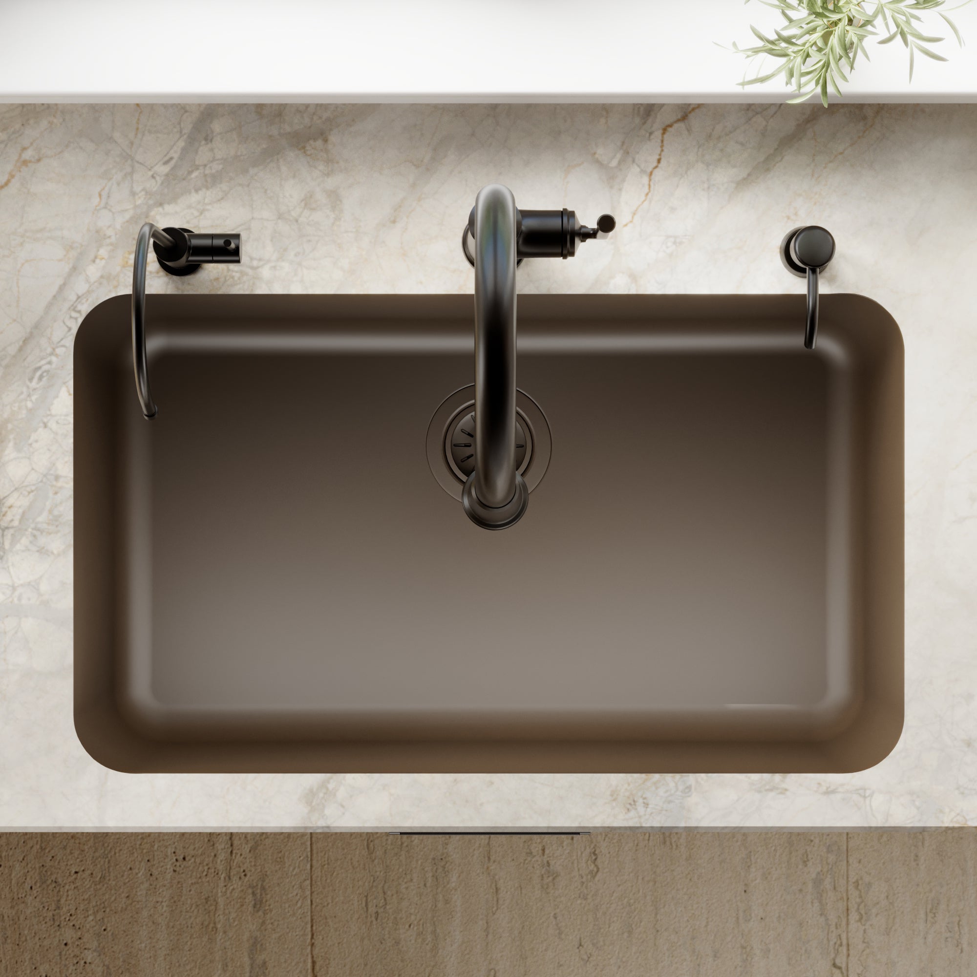 30-7/8" Seamless Undermount Large Single Bowl Quartz Composite Kitchen Sink In Brown
