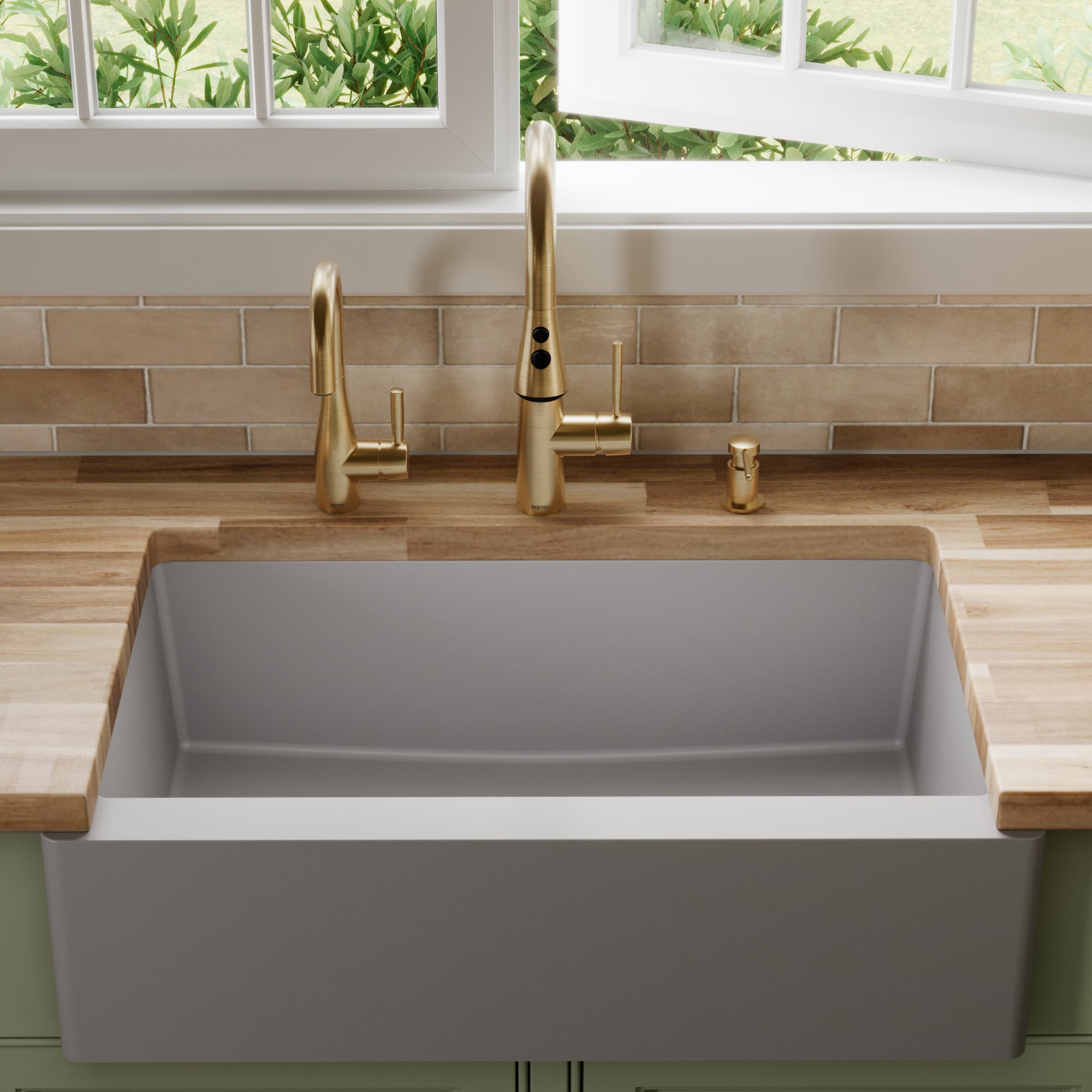 34" Farmhouse Large Single Bowl Quartz Composite Kitchen Sink In Grey
