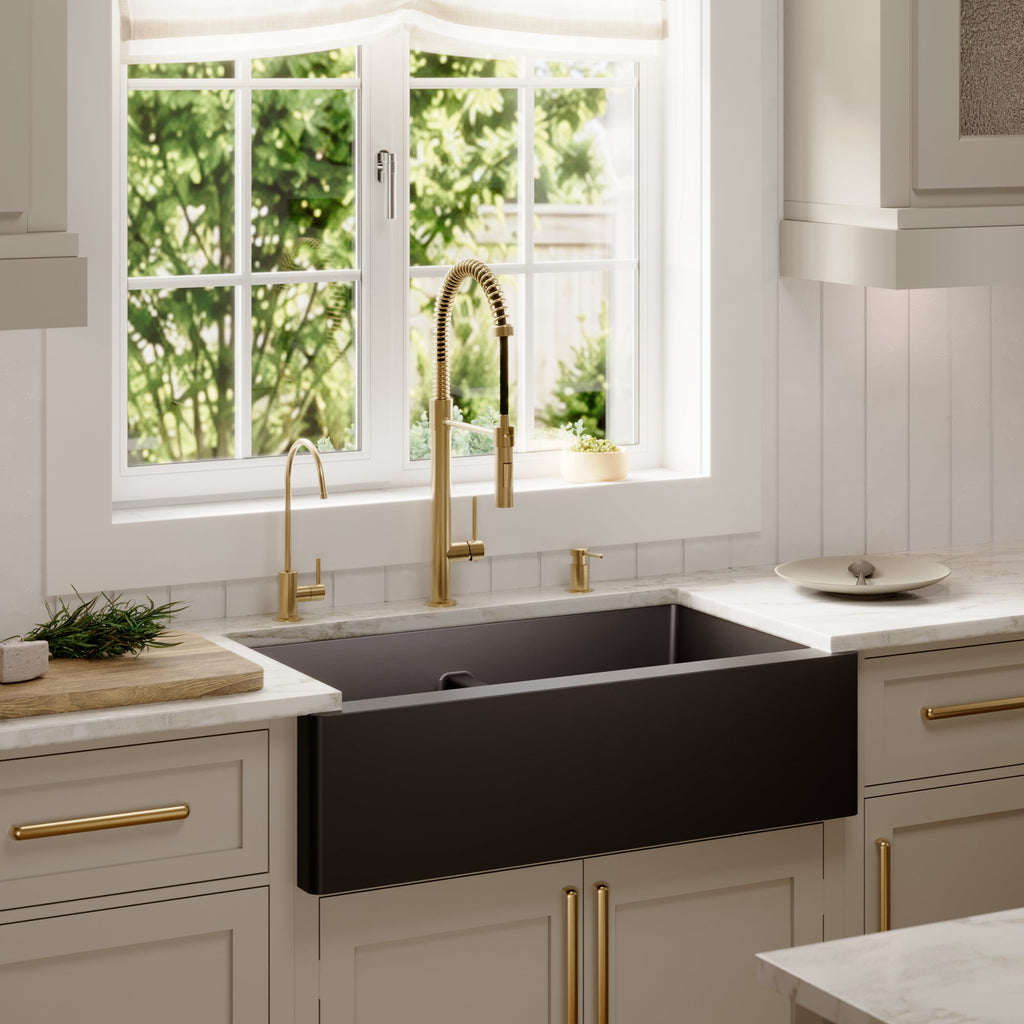 34" Farmhouse Double Equal Bowl Quartz Composite Kitchen Sink In Black