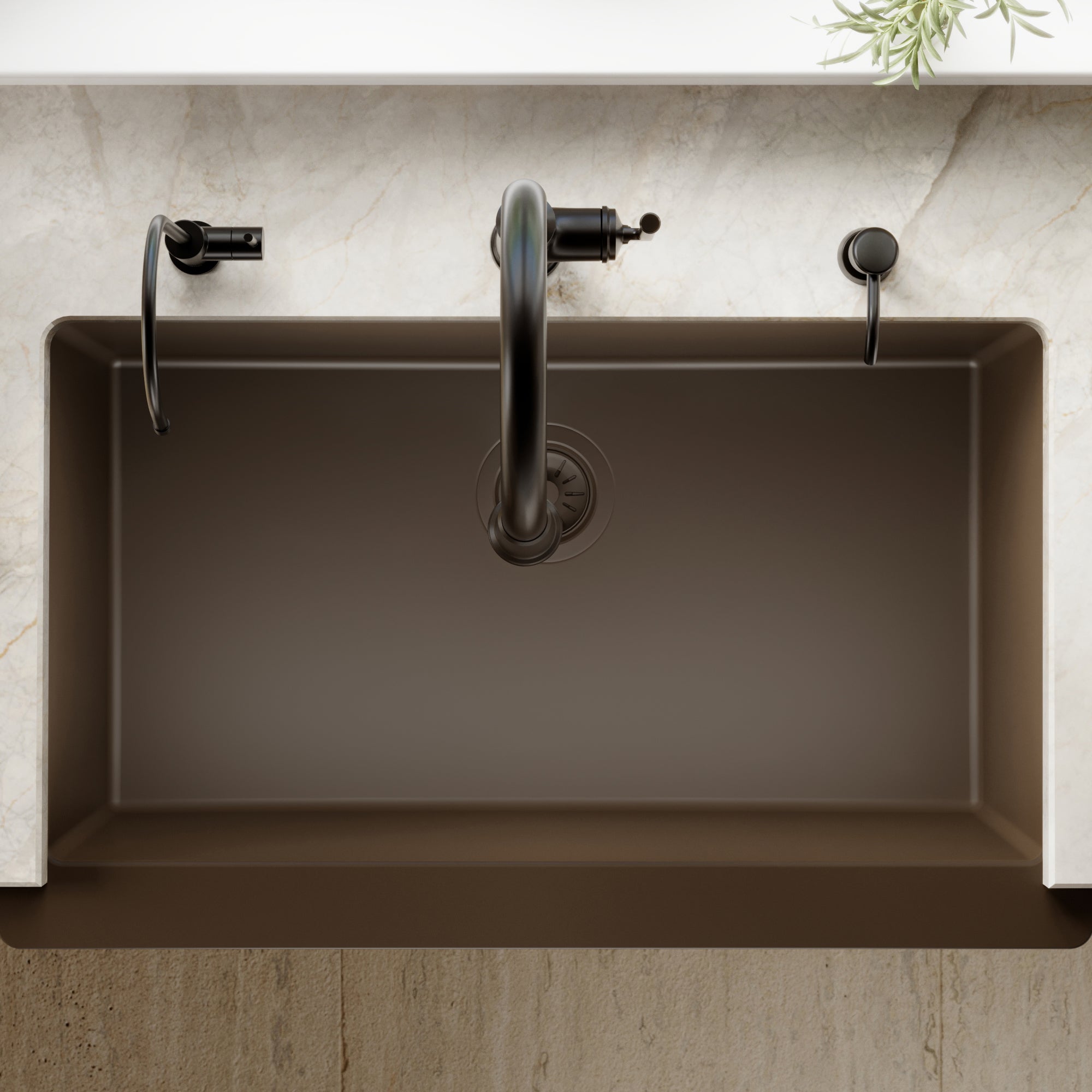 34" Retrofit Farmhouse Large Single Bowl Quartz Composite Kitchen Sink In Brown