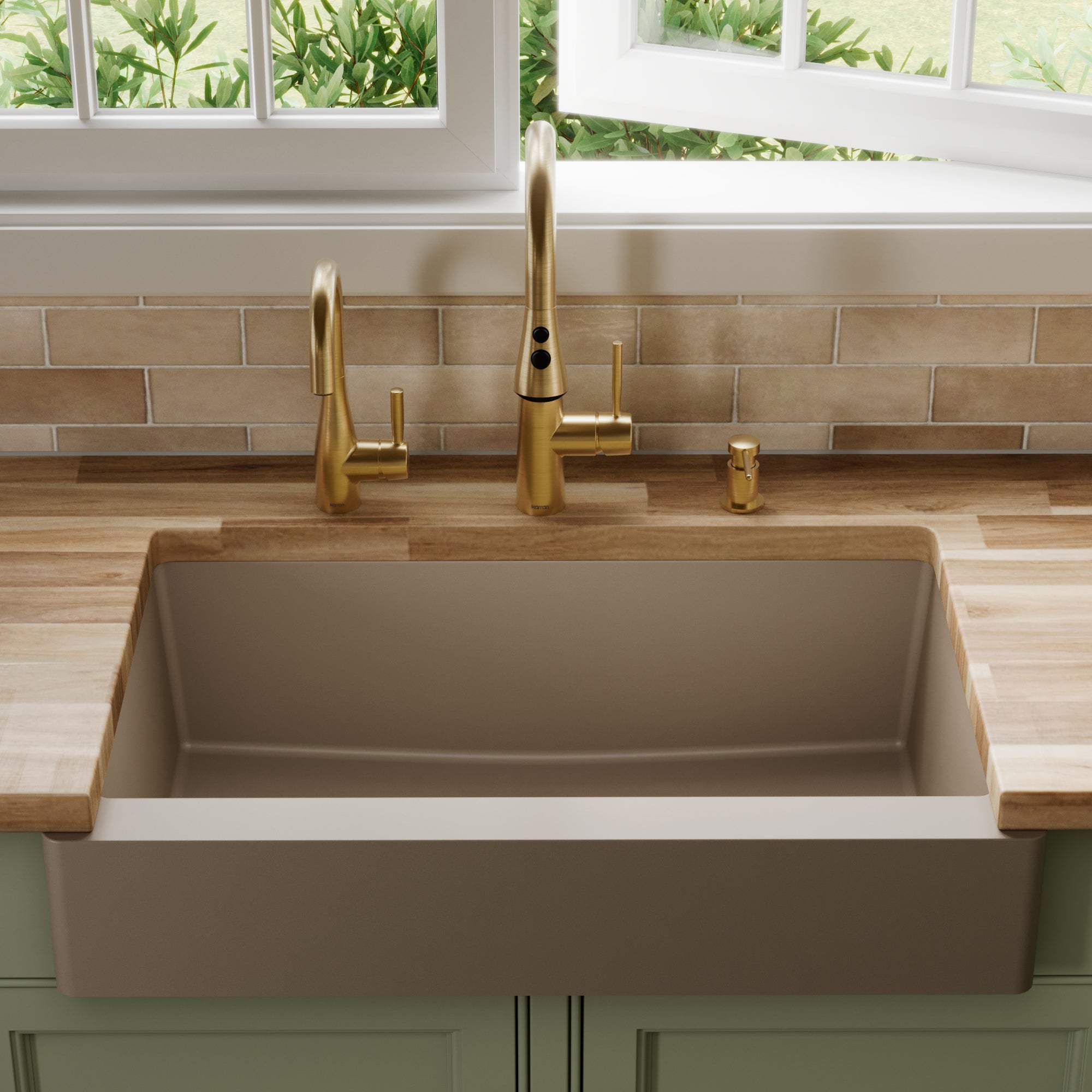 34" Retrofit Farmhouse Large Single Bowl Quartz Composite Kitchen Sink In Concrete