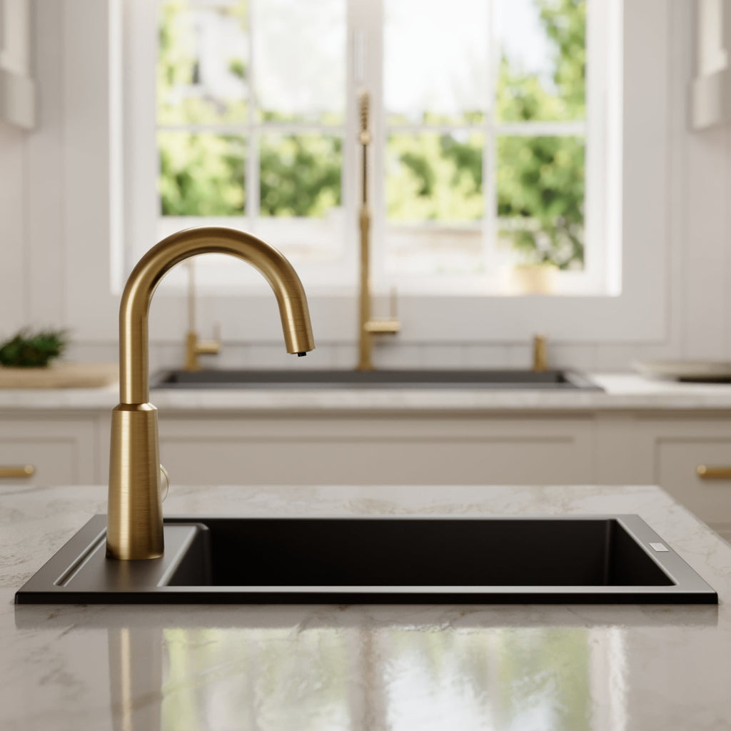 15-3/4" Top Mount Quartz Composite Bar/Prep Sink In Black