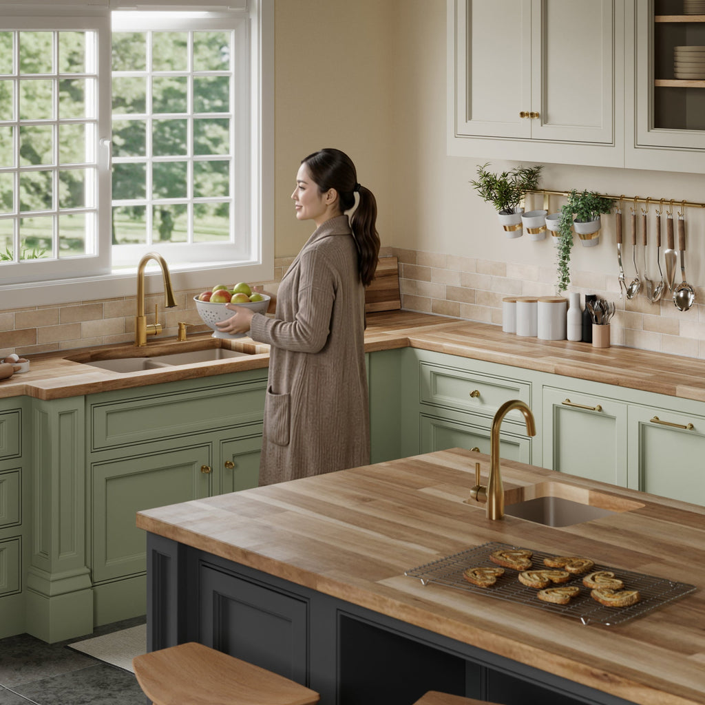 32-1/4" Undermount Double Offset Bowl Quartz Composite Kitchen Sink Kit In Concrete