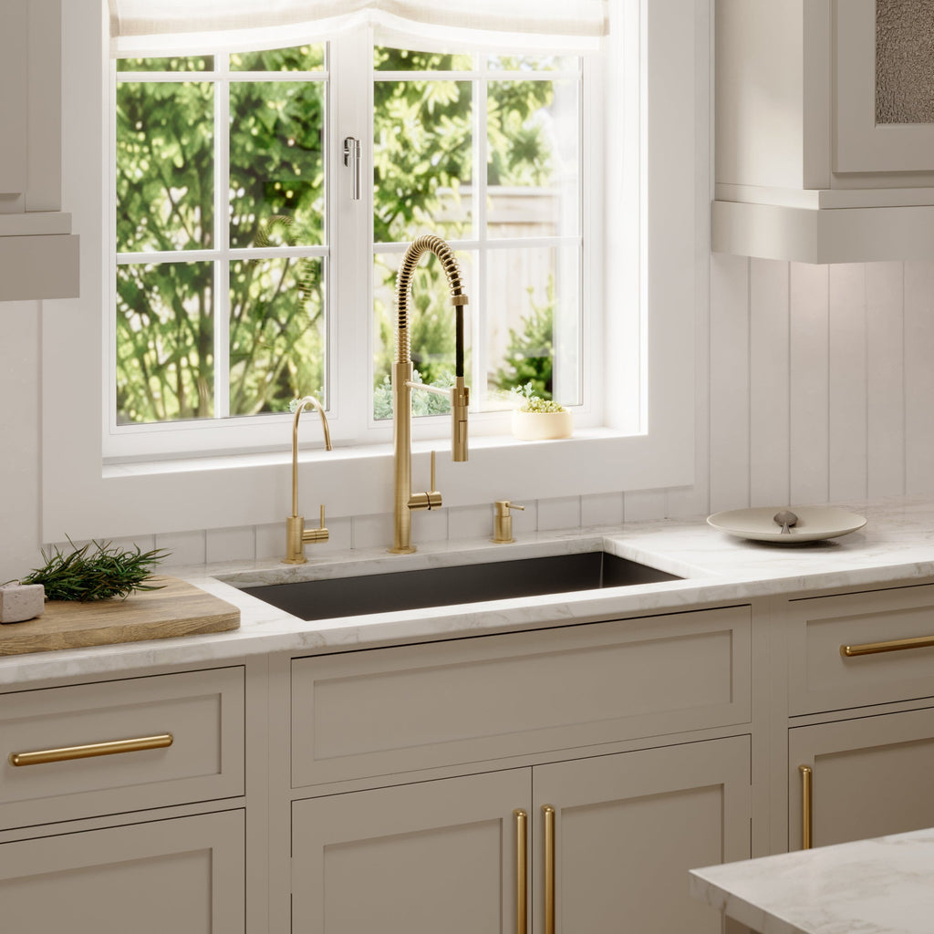 31-5/8" Undermount Large Single Bowl Quartz Composite Kitchen Sink In Black