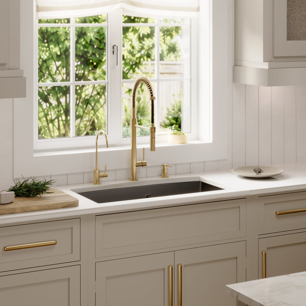 32-1/2" Undermount Double Offset Bowl Quartz Composite Kitchen Sink In Black