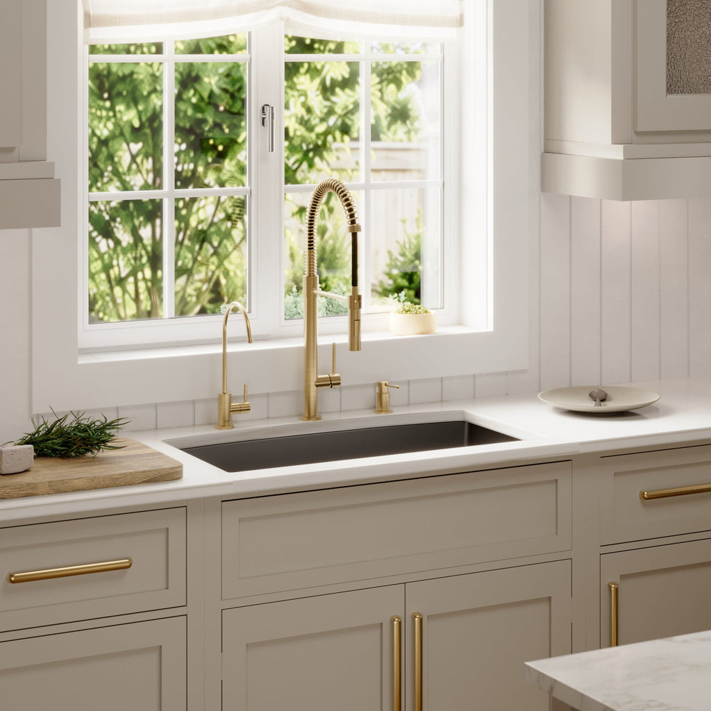 32-1/2" Undermount Large Single Bowl Quartz Composite Kitchen Sink In Black