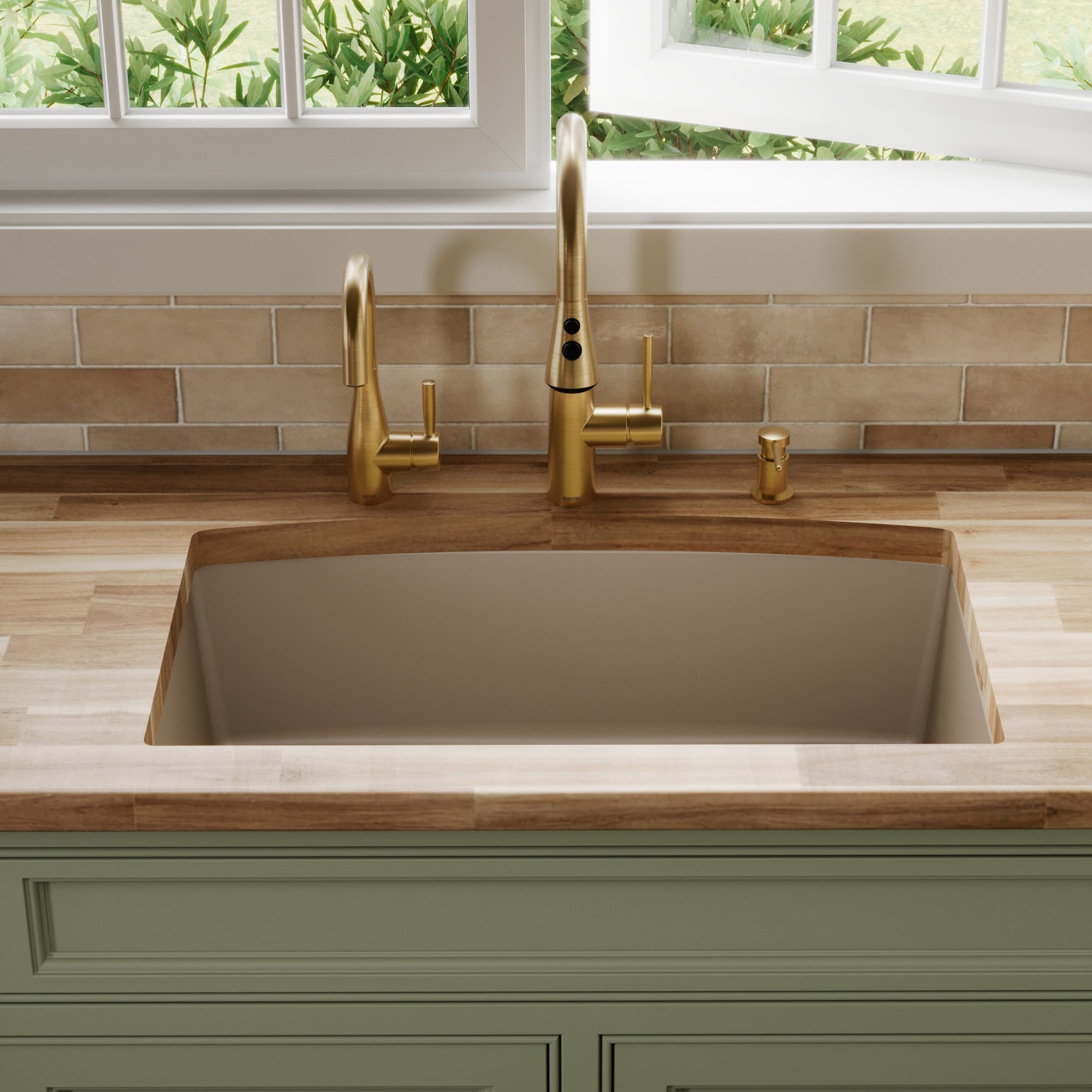 32-1/2" Undermount Large Single Bowl Quartz Composite Kitchen Sink In Concrete