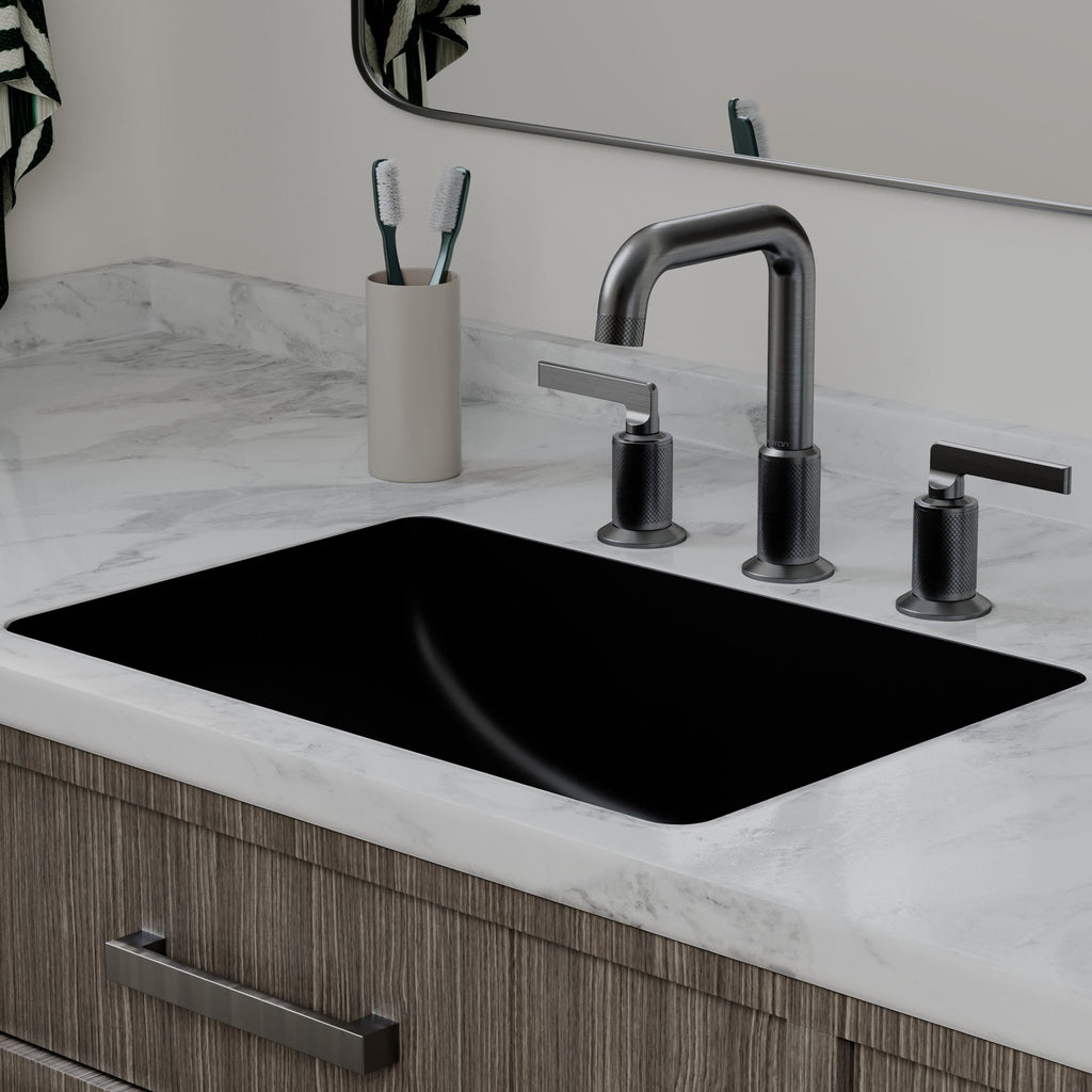 20" Seamless Undermount Quartz Composite Bathroom Sink In Black