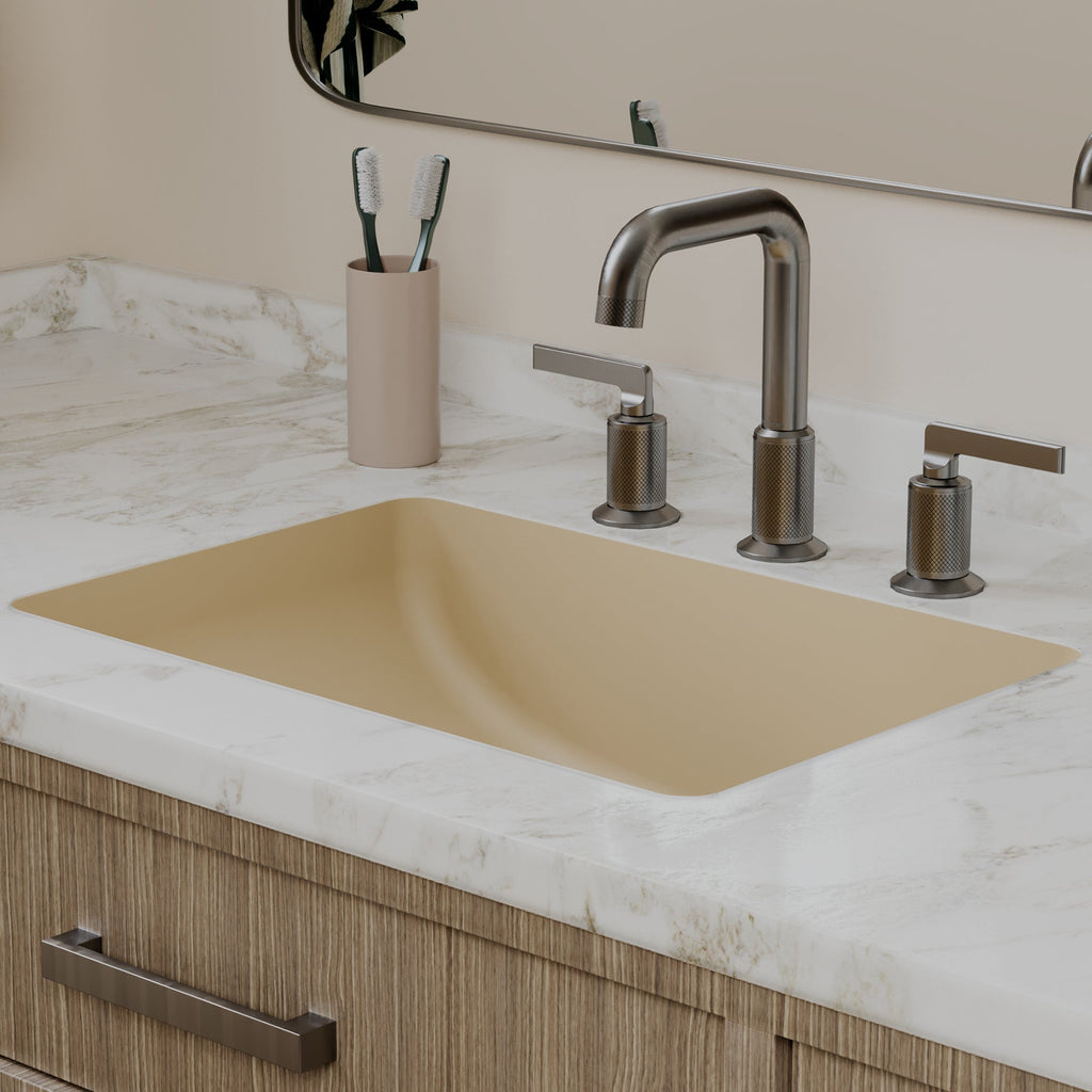 20" Seamless Undermount Quartz Composite Bathroom Sink In Bisque