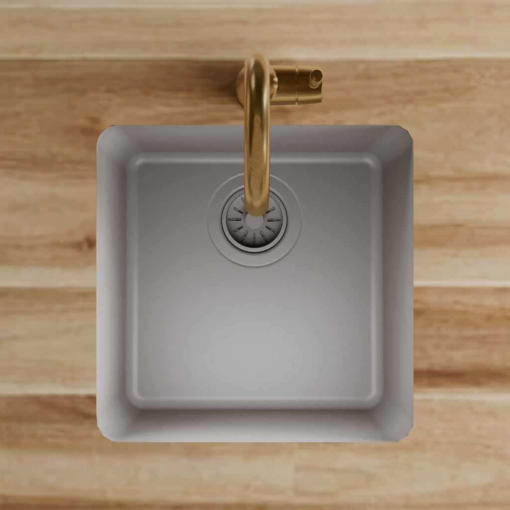 16-5/8" Seamless Undermount Quartz Composite Bar/Prep Sink In Concrete