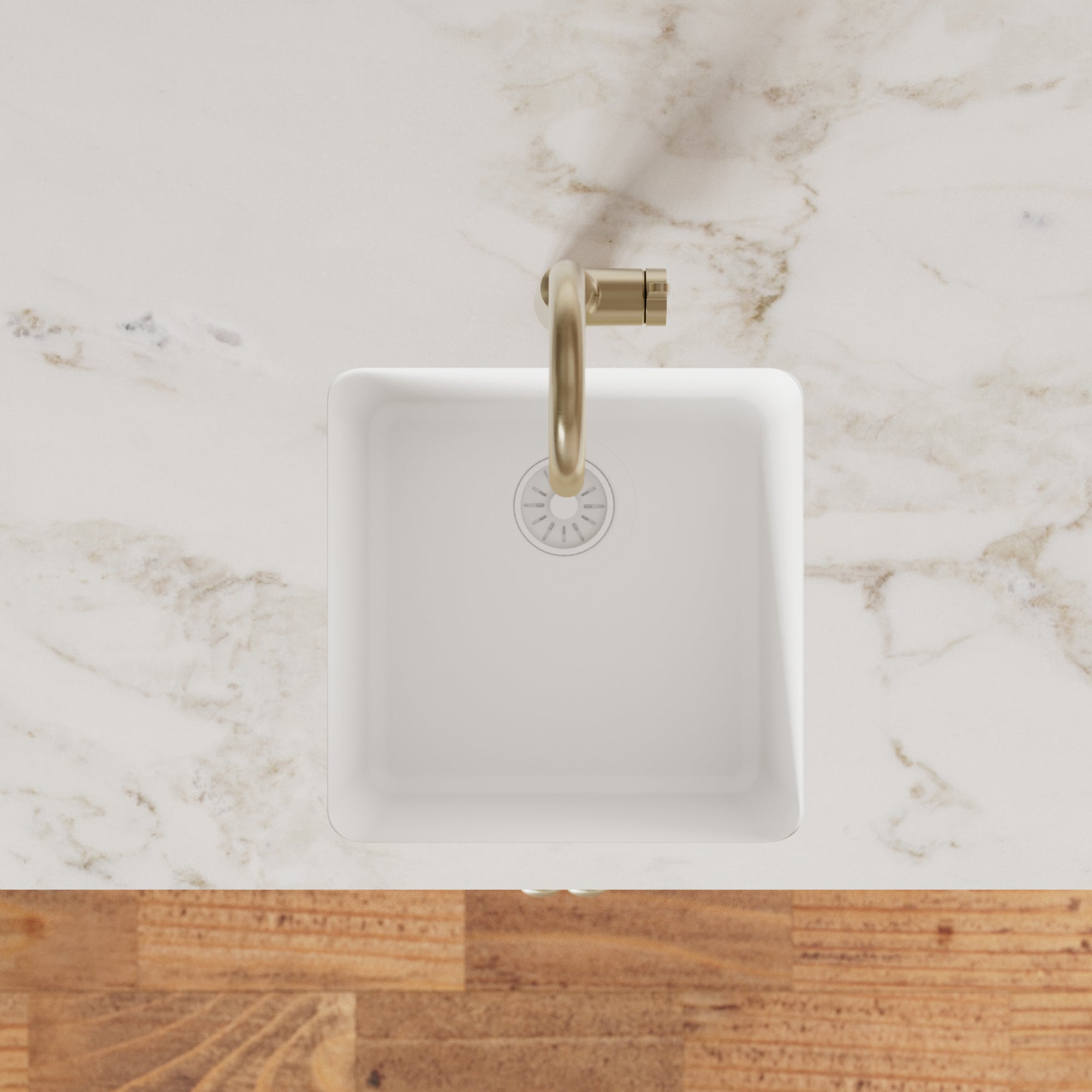 16-5/8" Seamless Undermount Quartz Composite Bar/Prep Sink In White
