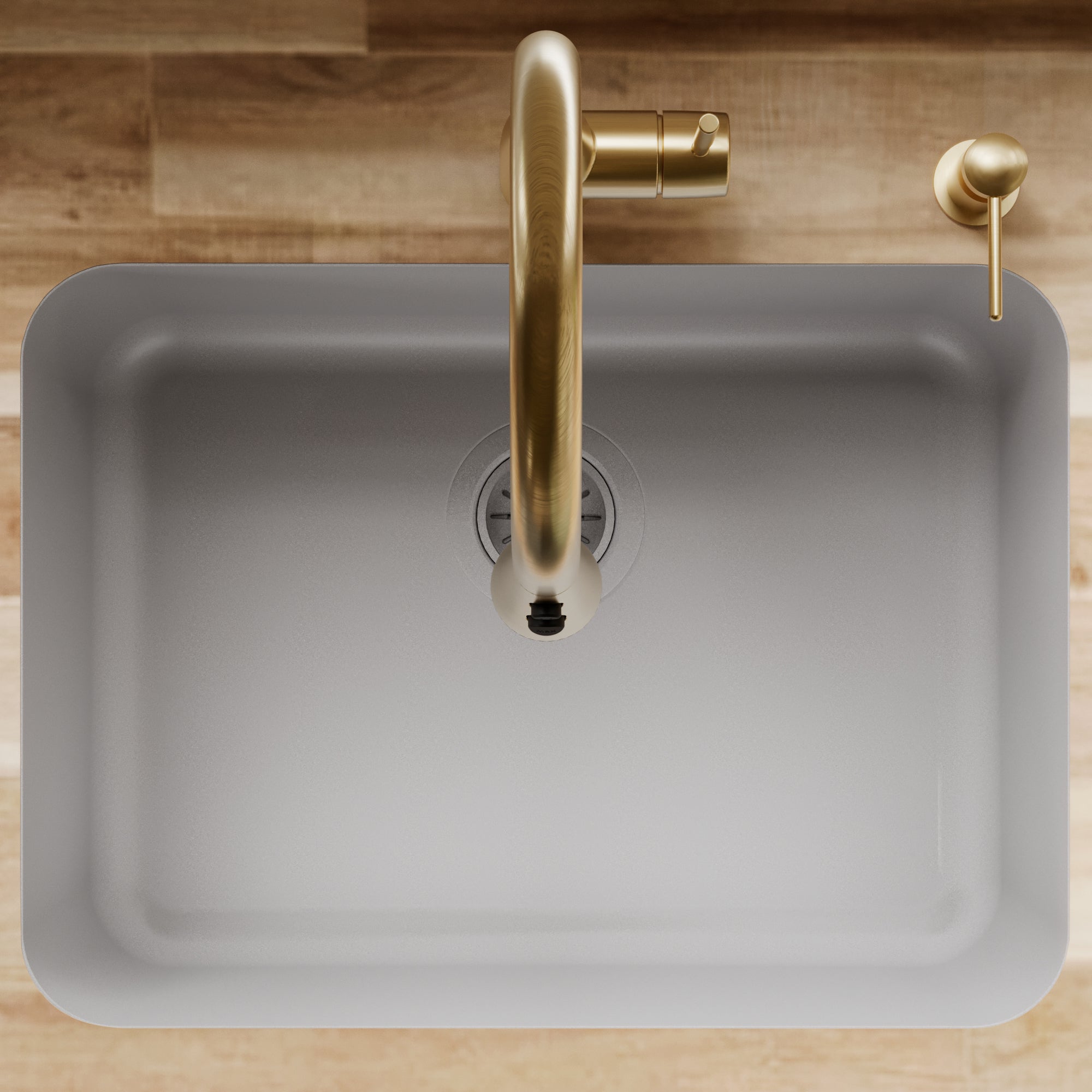 24-1/8" Seamless Undermount Single Bowl Quartz Composite Kitchen Sink In Grey