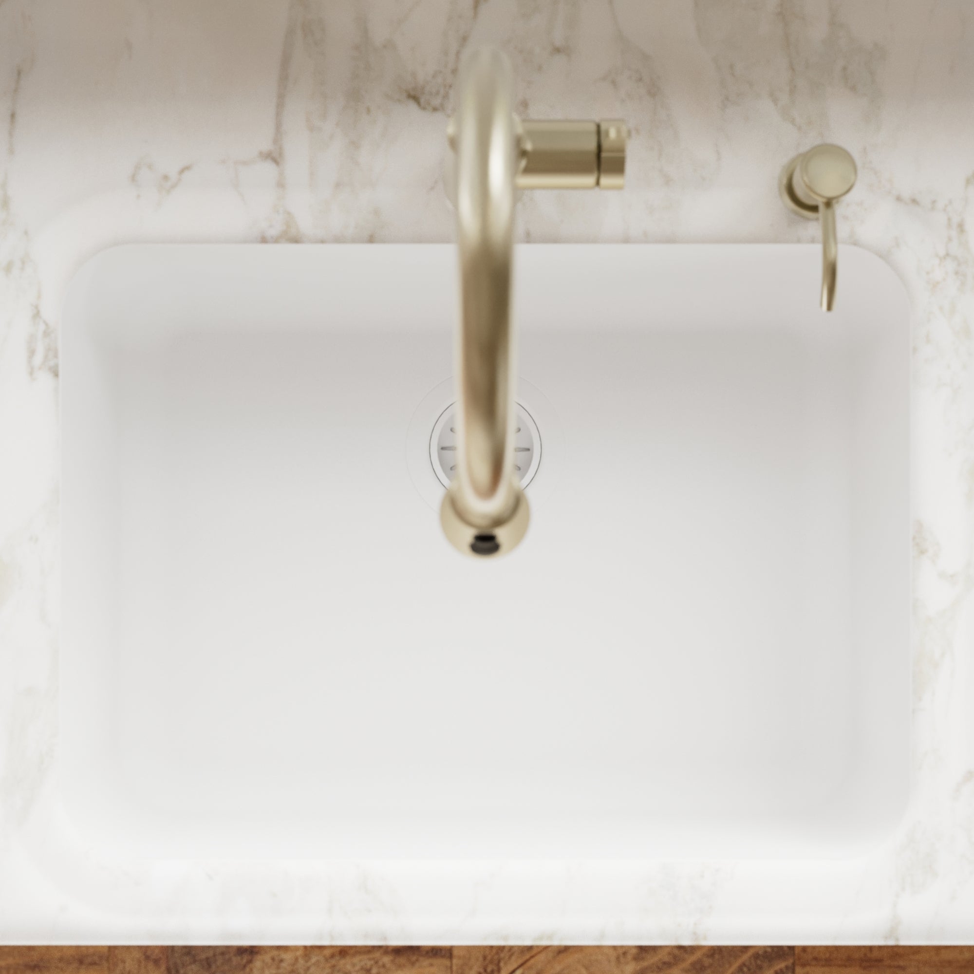 24-1/8" Seamless Undermount Single Bowl Quartz Composite Kitchen Sink In White