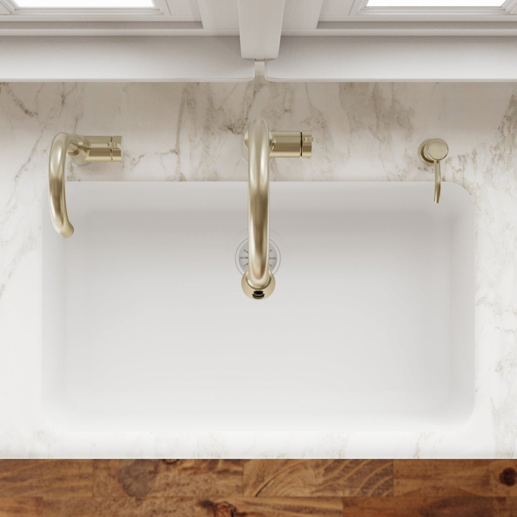 30-7/8" Seamless Undermount Large Single Bowl Quartz Composite Kitchen Sink In White