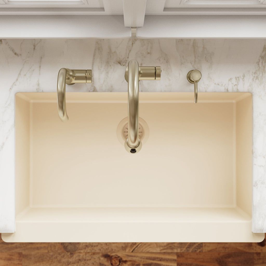 34" Farmhouse Large Single Bowl Quartz Composite Kitchen Sink In Bisque
