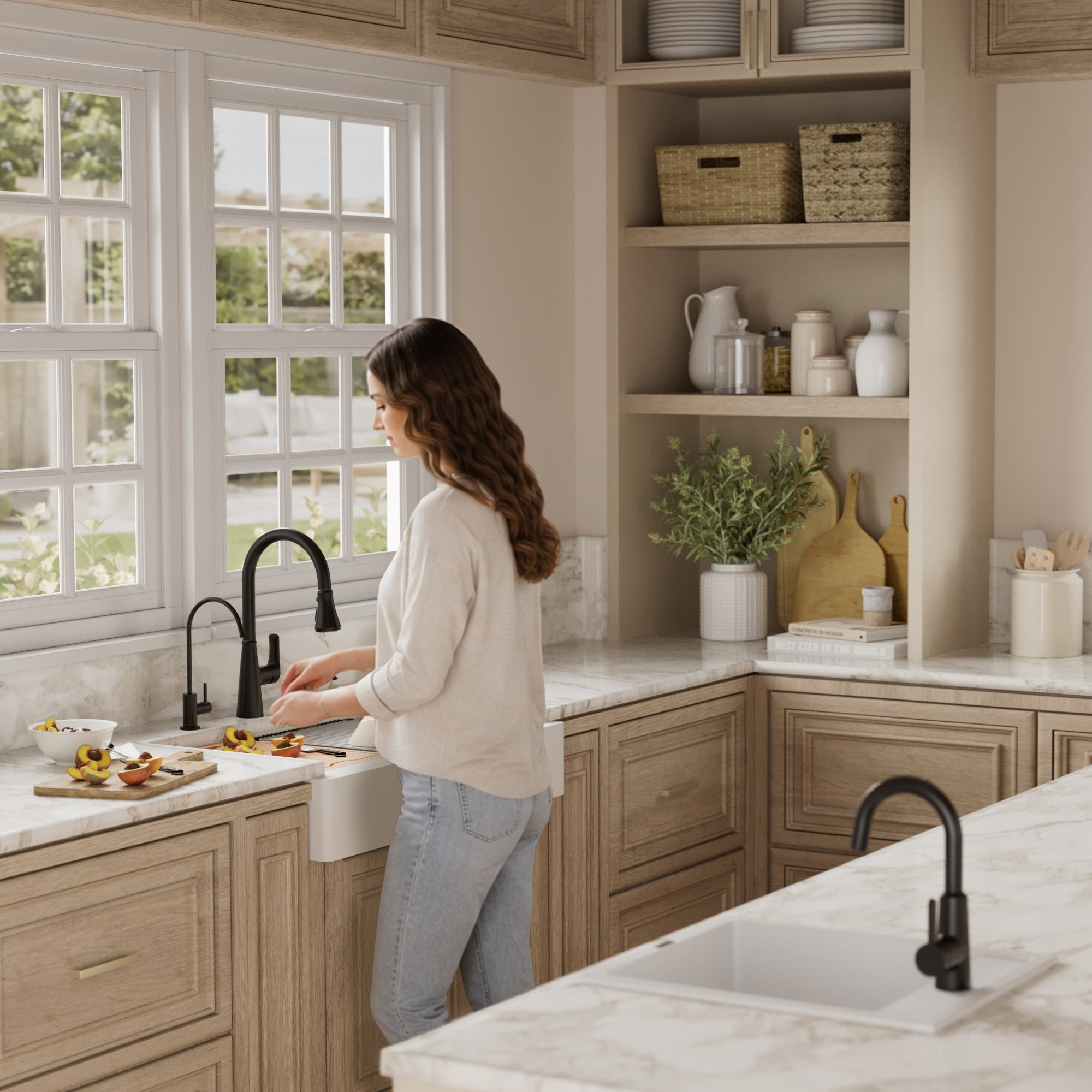 34" Retrofit Farmhouse Large Single Bowl Quartz Composite Workstation Kitchen Sink In White