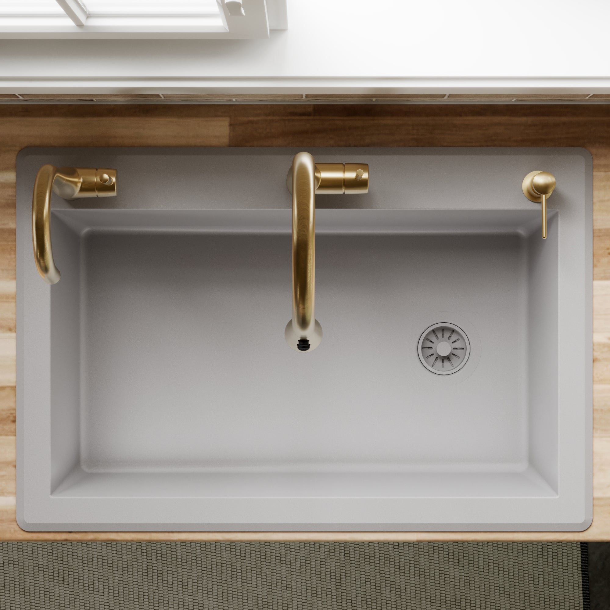 33" Top Mount Large Single Bowl Quartz Composite Kitchen Sink In Grey