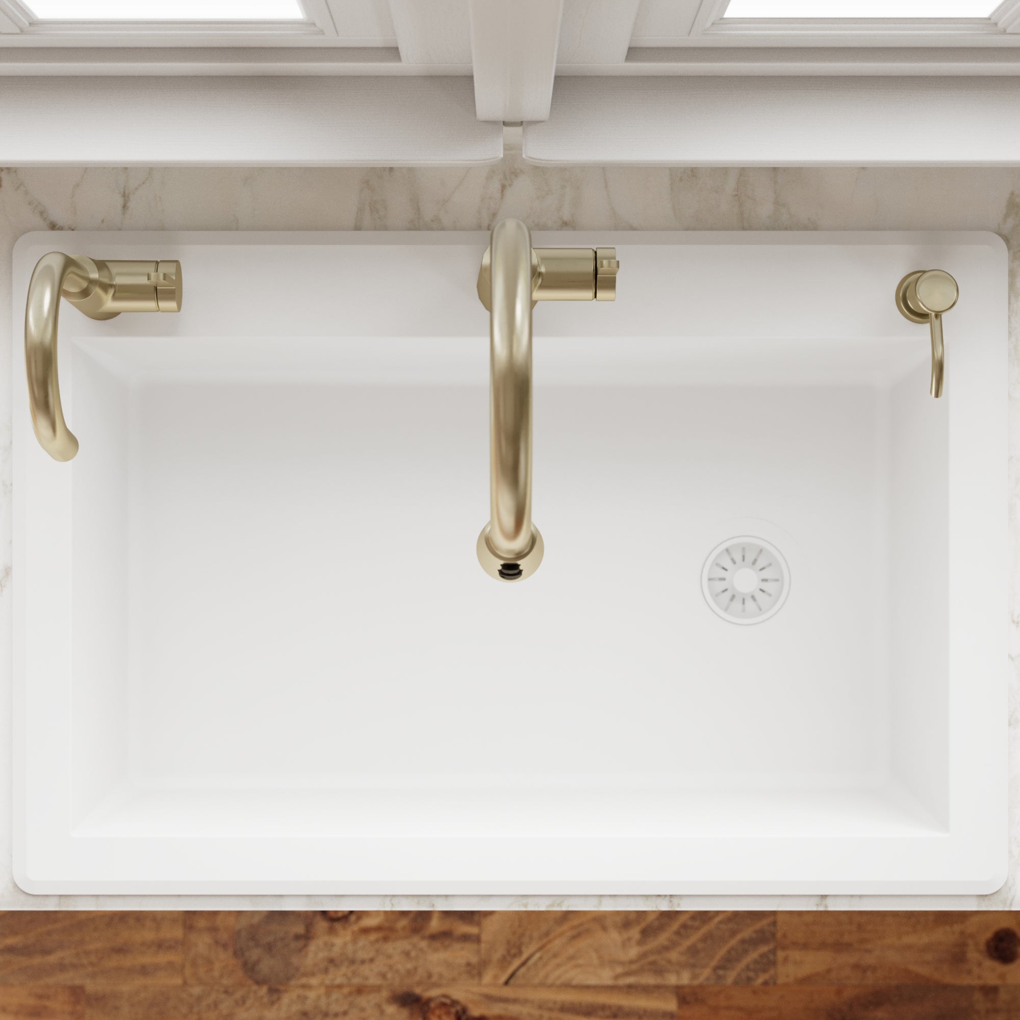 33" Top Mount Large Single Bowl Quartz Composite Kitchen Sink In White