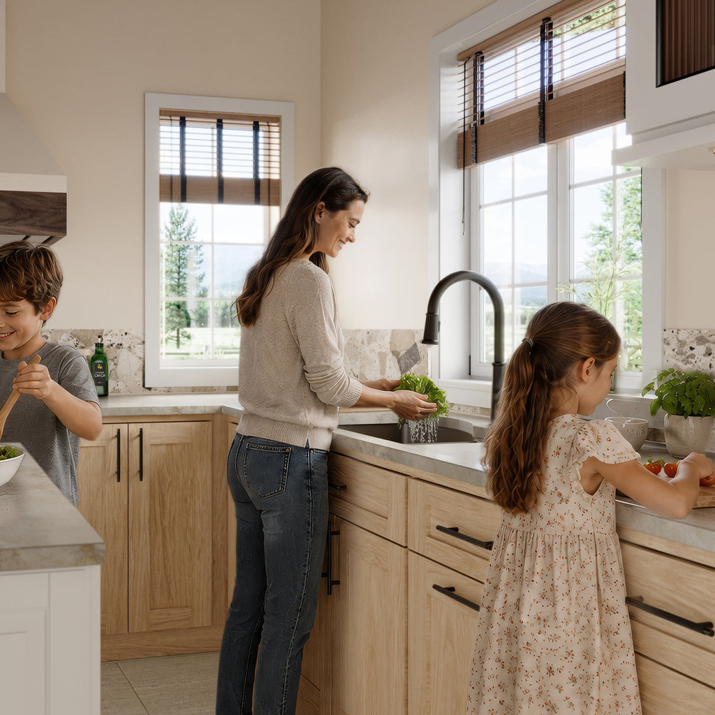 32-1/4" Undermount Double Offset Bowl Quartz Composite Kitchen Sink In Brown