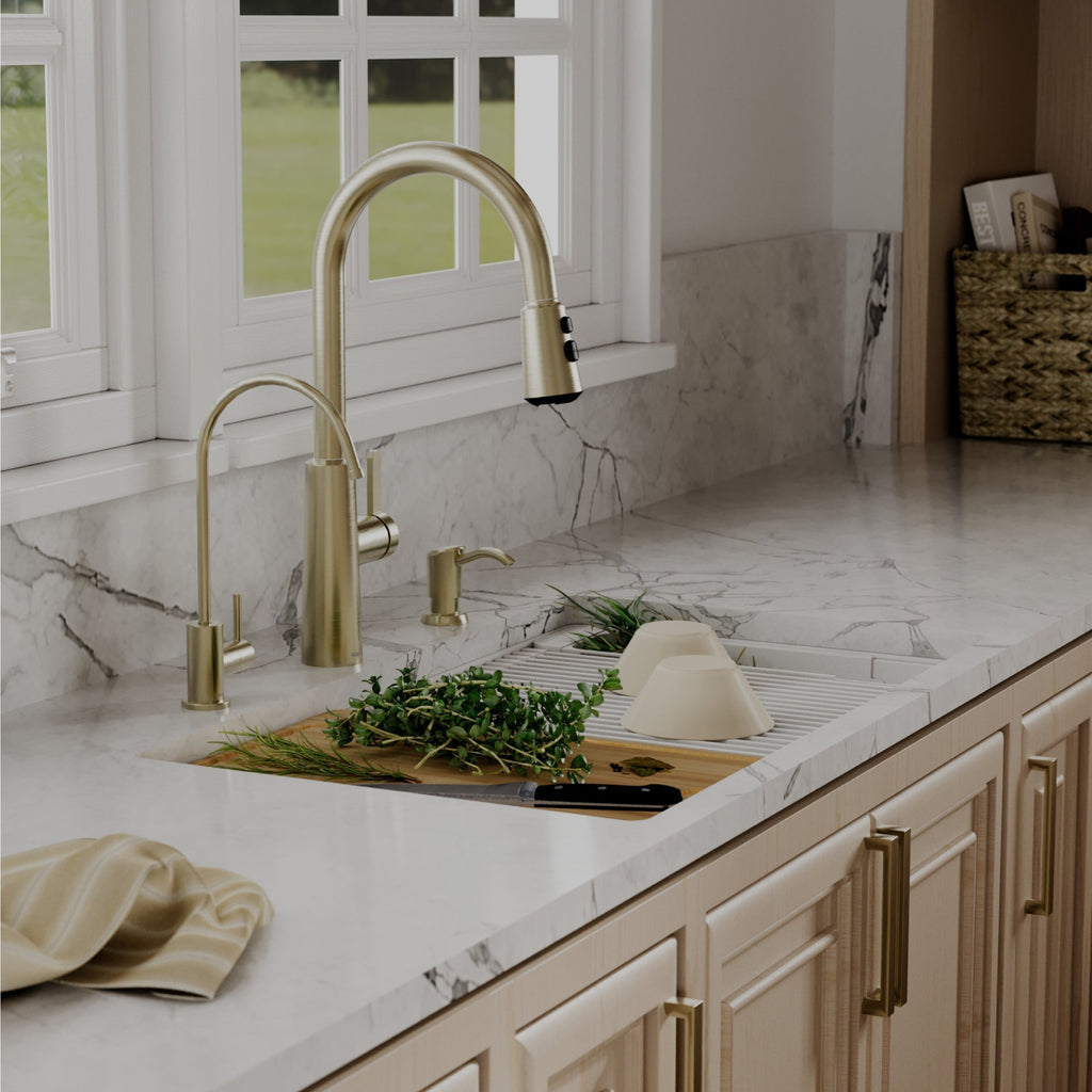 32" Undermount Single Bowl Quartz Kitchen Sink Kit In White