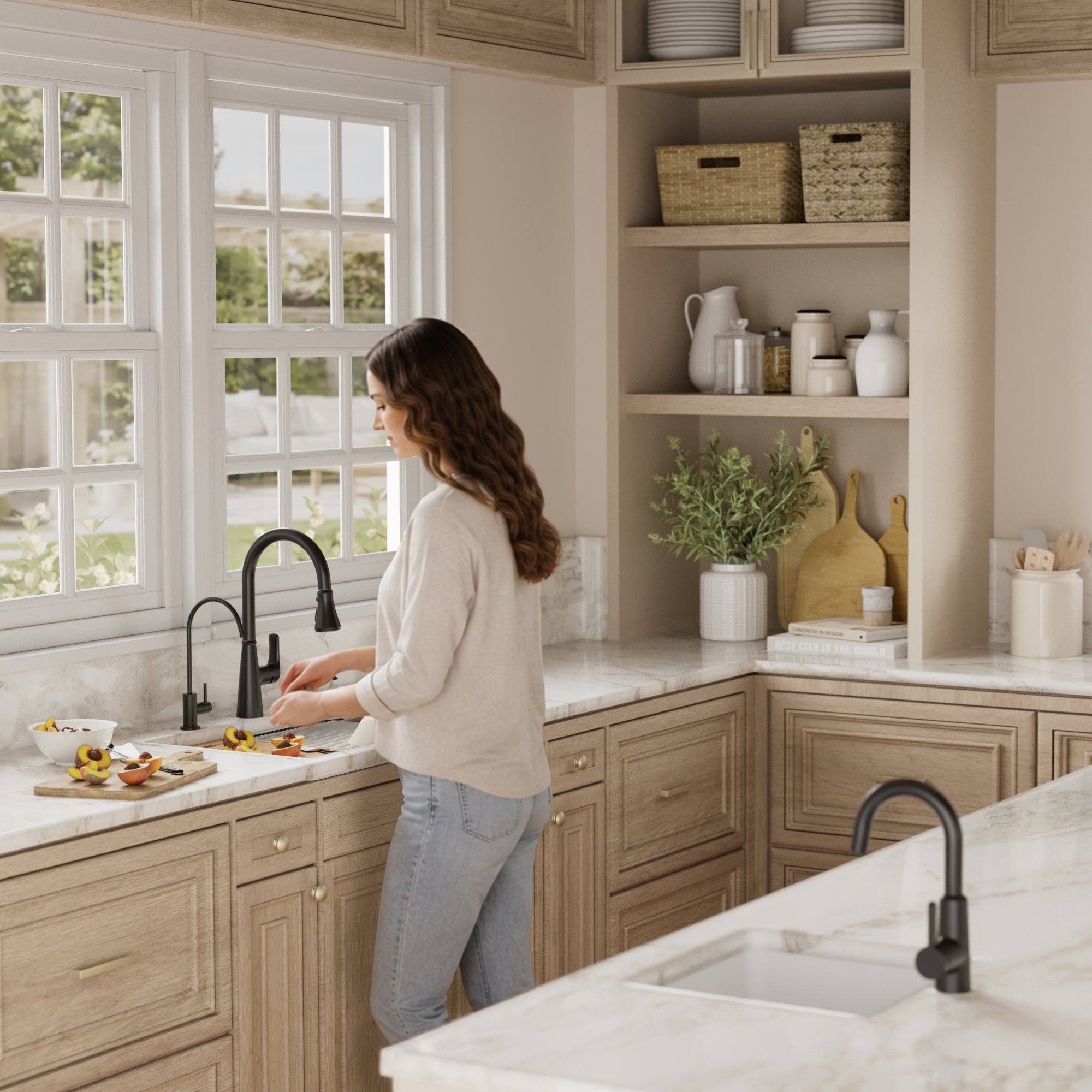 32-1/2" Undermount Double Equal Bowl Quartz Composite Workstation Kitchen Sink In White