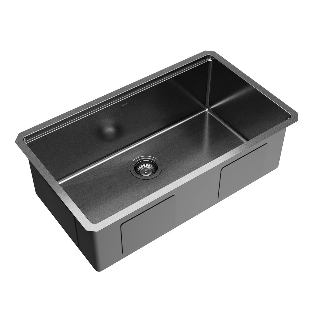 Elite 32" Undermount Workstation 16 Gauge Single Bowl Stainless Steel Kitchen Sink In Gunmetal Black