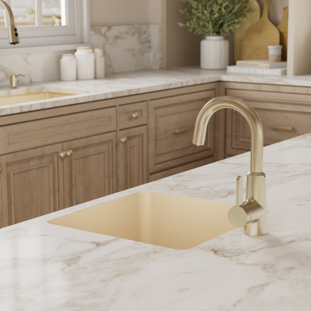 16-5/8" Seamless Undermount Quartz Composite Bar/Prep Sink In Bisque