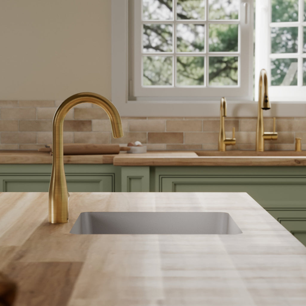 16-5/8" Seamless Undermount Quartz Composite Bar/Prep Sink In Concrete